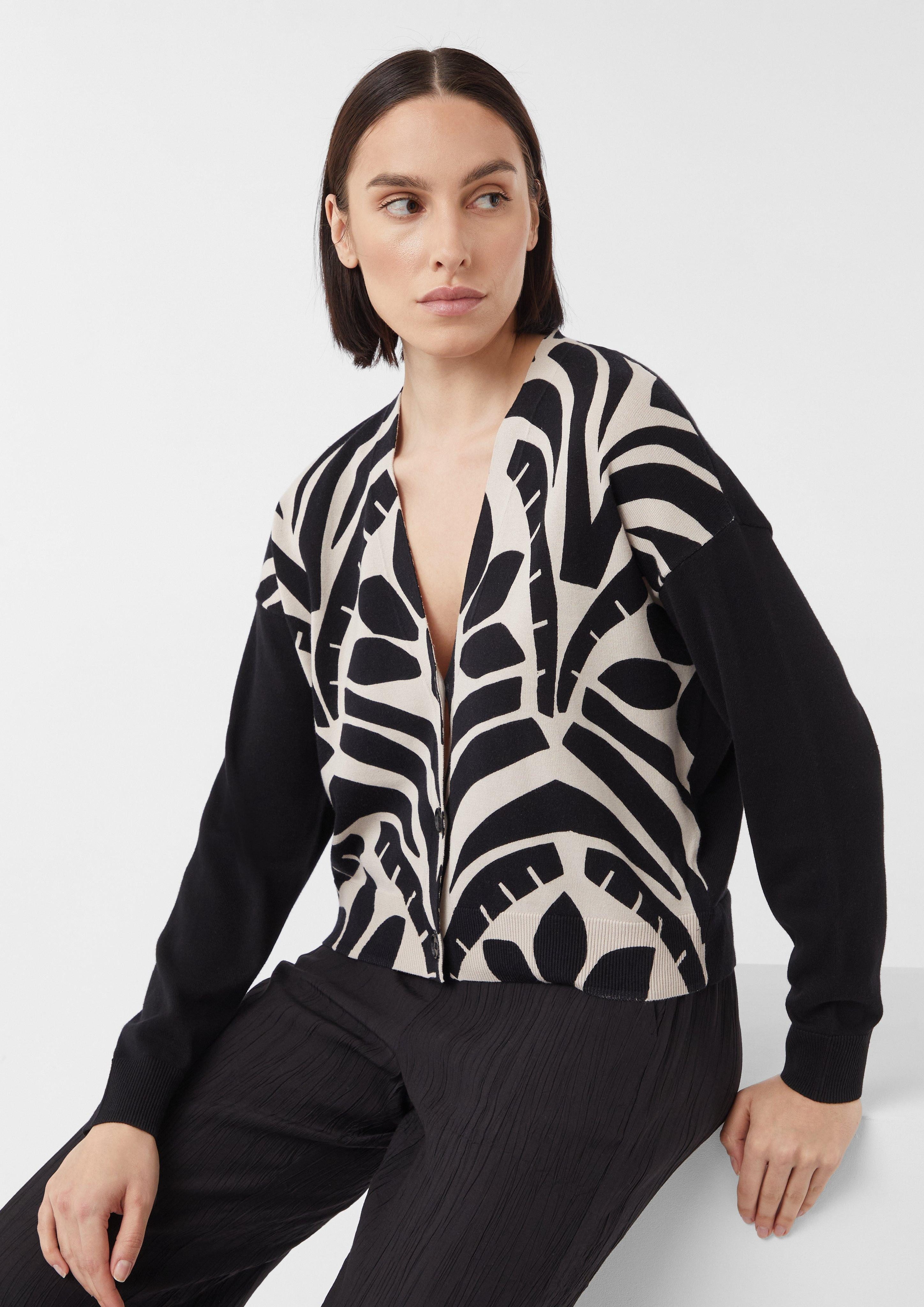 comma casual identity Strickjacke Gemusterter Feinstrick-Cardigan