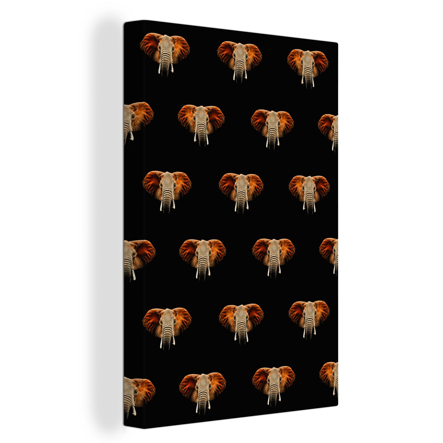 OneMillionCanvasses® Leinwandbild Elefant - Muster - Orange, (1 St), Leinwandbild fertig bespannt inkl. Zackenaufhänger, Gemälde, 20x30 cm
