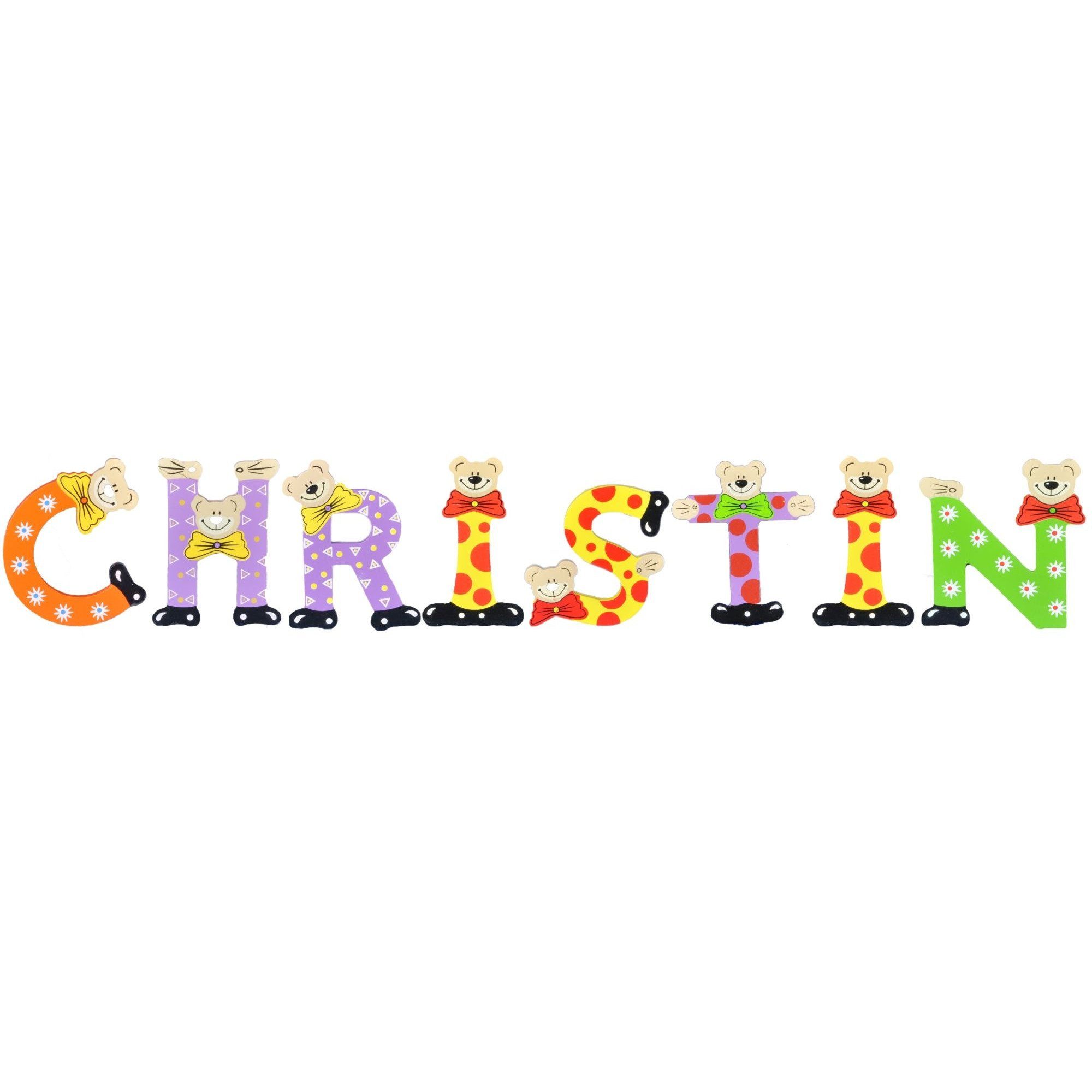 CHRISTIN (Set, St), Playshoes Deko-Buchstaben Holz-Buchstaben 8 Namen-Set, - sortiert Kinder
