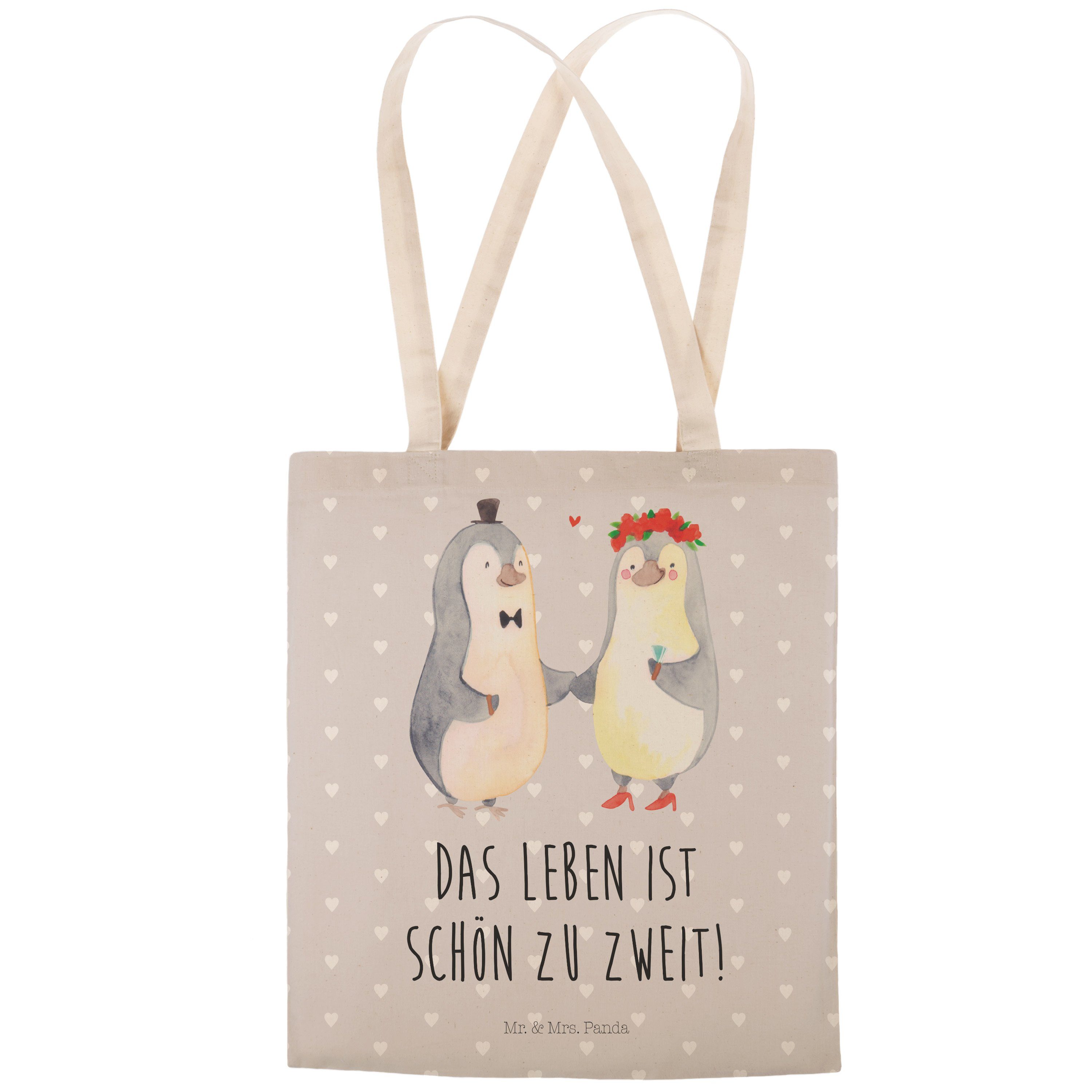 Heirat & Ehefrau, Pinguin Tragetasche Grau Panda Mrs. Liebe, (1-tlg) Mr. Pastell - Mann, - Einka Geschenk,