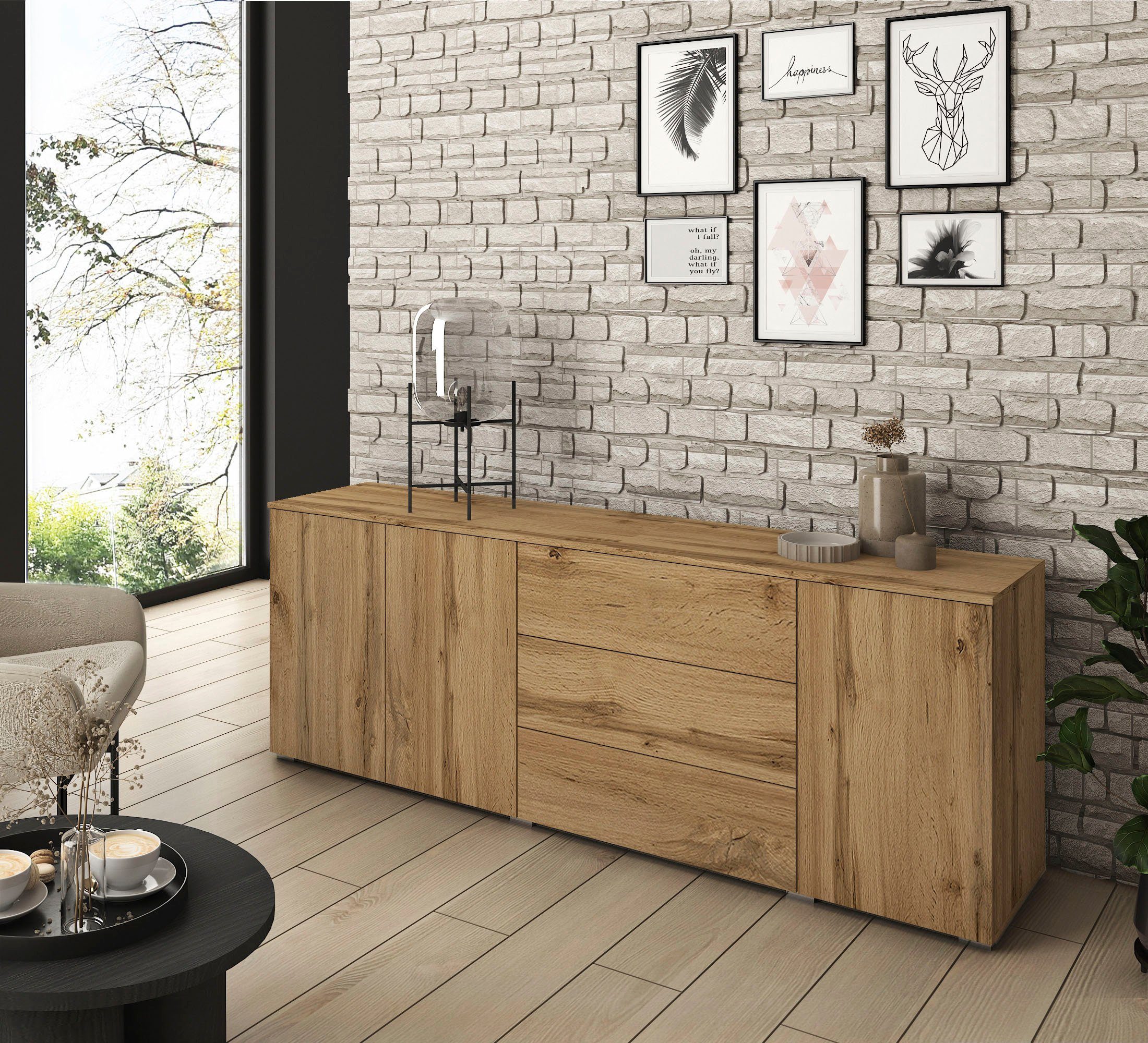 INOSIGN Sideboard PARIS (1 St), Moderne 190cm breite grifflose Kommode, vie günstig online kaufen
