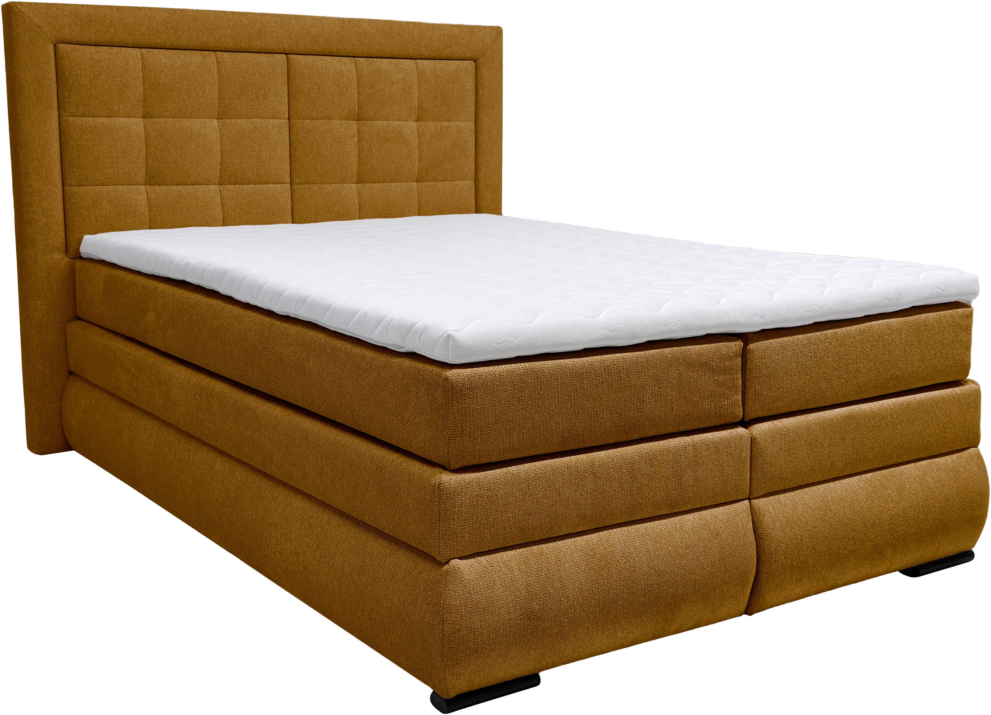 OTTO home Boxspringbett MIVVA mit Bettkasten, mit Taschenfederkernmatratze H3, H3/H4 mix, H4 (mit hochwertigem Luxus-Microfaser-Stoff, wahlweise mit LED-Leuchten), mit Kaltschaum- oder Visco-Topper (bei H4), Komfortliegehöhe 67cm