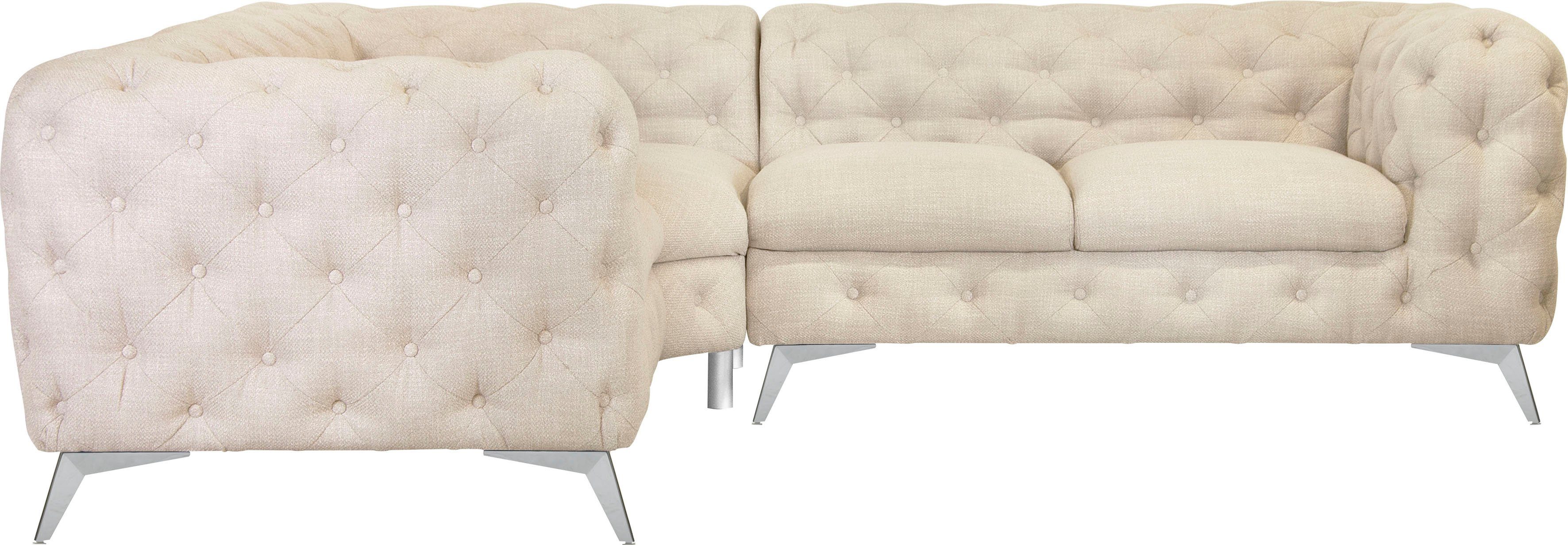 Leonique Chesterfield-Sofa "Ecksofa GLYNIS L-Form mit Wellenunterfederung, günstig online kaufen