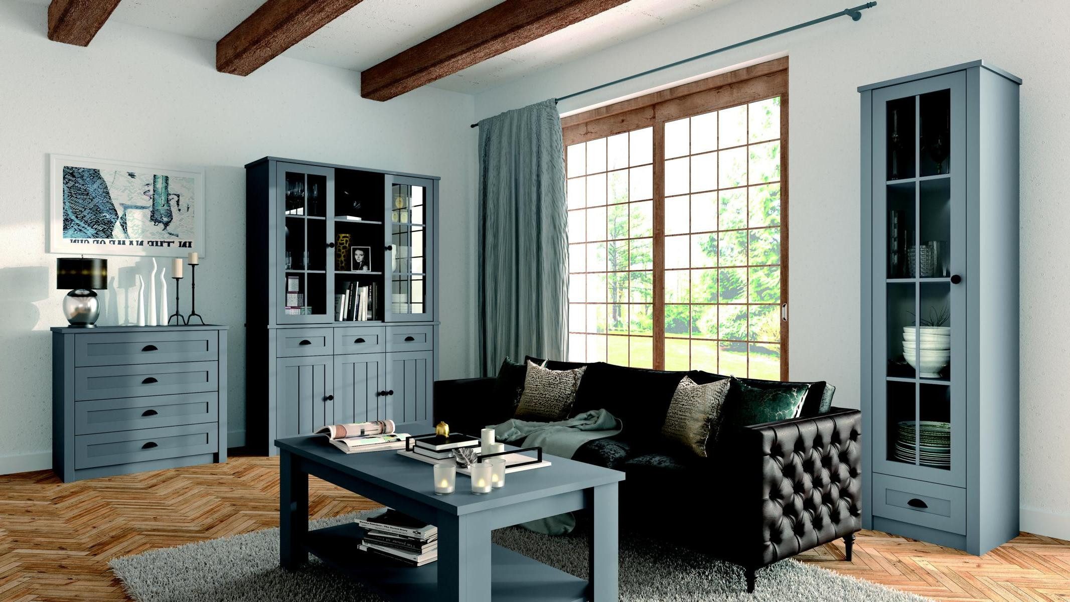 Xlmoebel Wohnzimmer-Set Vitrine und Kommode in modernem Design mit Stauraum und Tisch, (4-St., 4tlg.Set (Kommode + Couchtisch + 2x Vitrine), Hergestellt in Europa