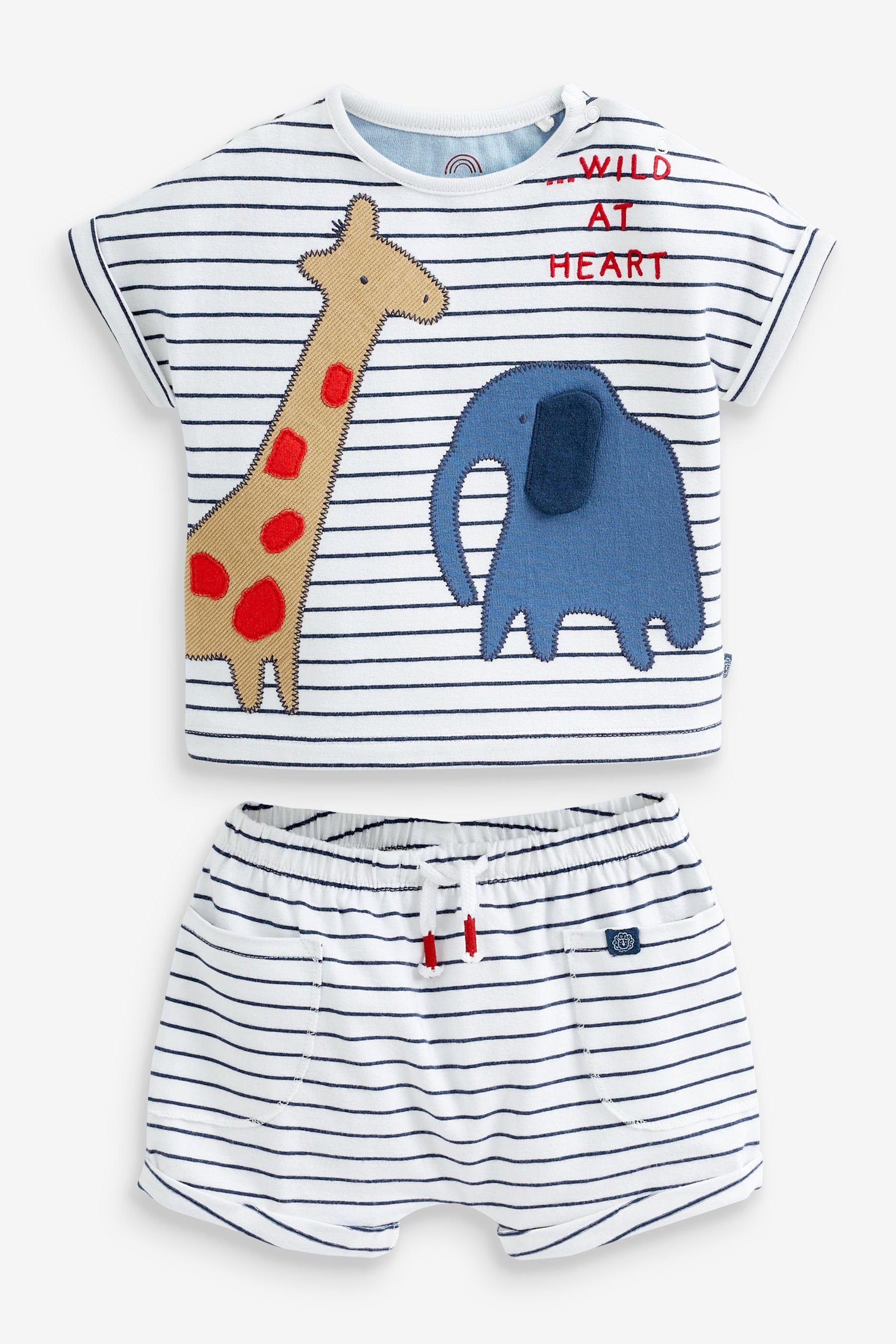 Shorts Set 2-teiliges Next Safari (2-tlg) T-Shirts T-Shirt und & Shorts, Navy/White Baby