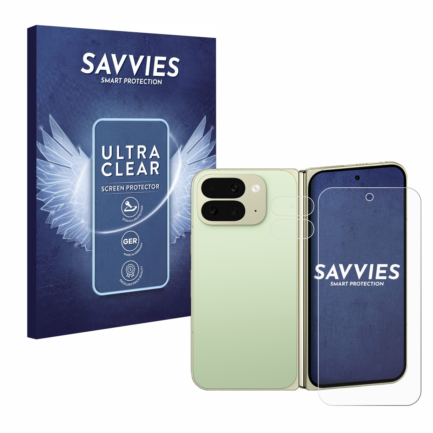 Savvies Displayschutzfolie Schutzfolie für Google Pixel 10 Pro Fold (Display+Kamera), 18 Stück, Displayschutz Schutz Folie Klar Transparent