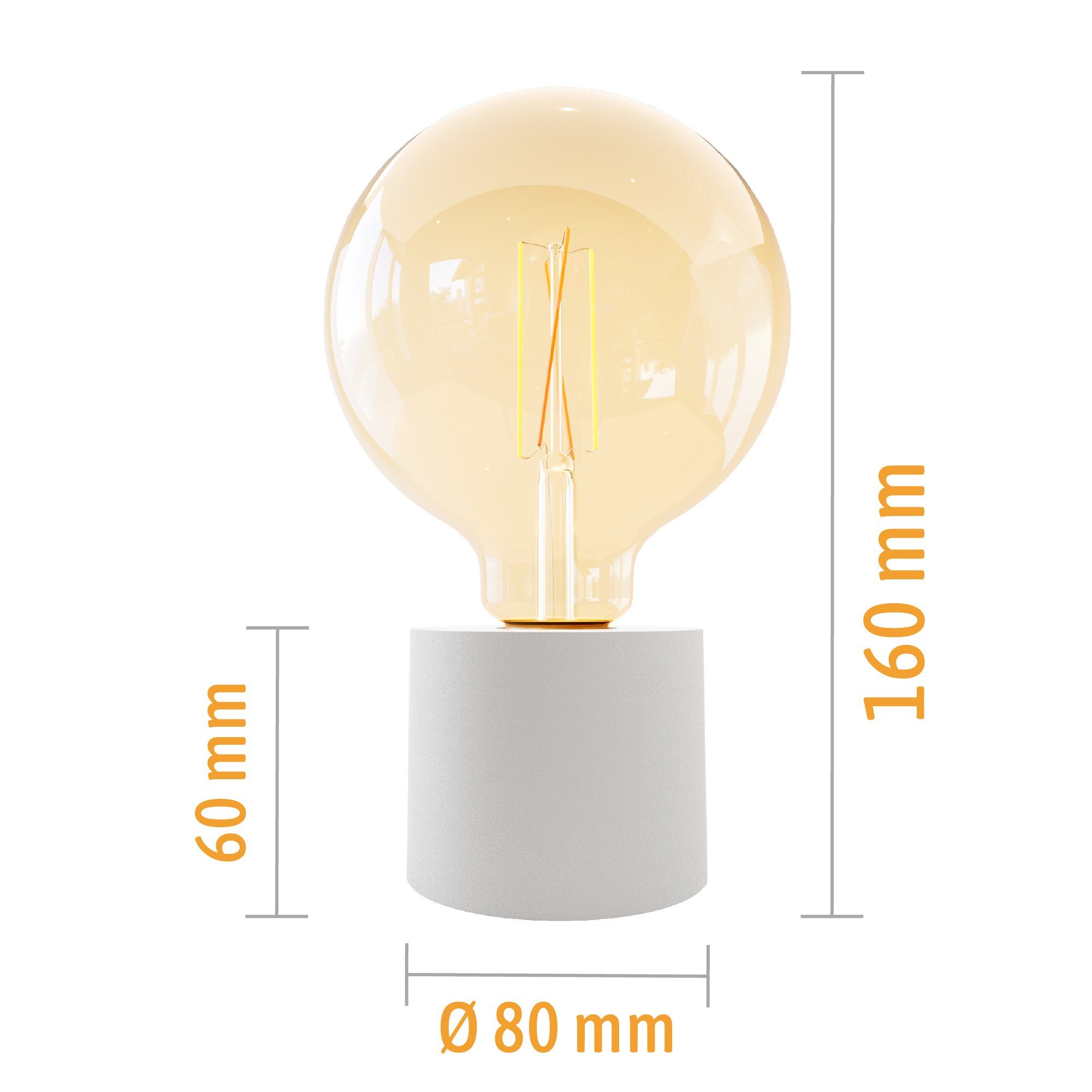 SSC-LUXon LED Kabel Wand- Globe Tischlampe EYLA weiss Bilderleuchte E27, bis mit Tageslicht Warmweiß & Stecker mit & NAMBI