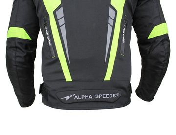 Alpha Speeds Motorradjacke Herren Biker Textil Jacke Wasserdicht Sport Touring Jacke Protektoren (Trennbare Innenjacke: All Season) Belüftungssysteme, SPORT Fluorescent Grün