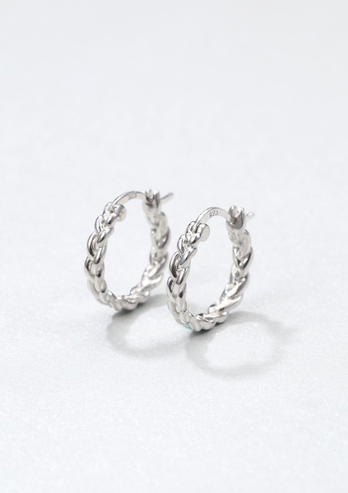 Hey Happiness Paar Creolen Unisex, Herren Ohrringe Silber 925, Kleine geflochtene Ohrringe für Männer, 18K Vergoldung