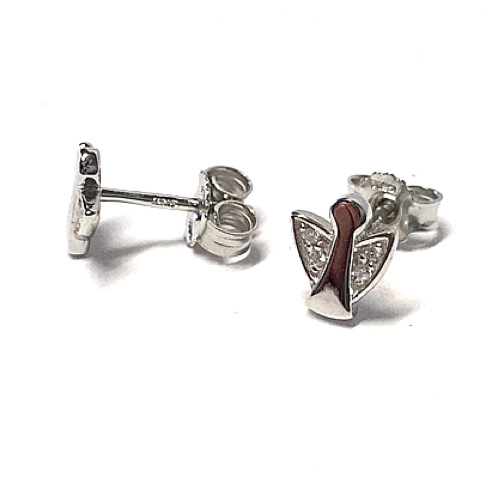 Edelschmiede925 Ohrstecker-Set Edelschmiede925 Engel als Ohrstecker 925/- Silber rhod m Zirkonia