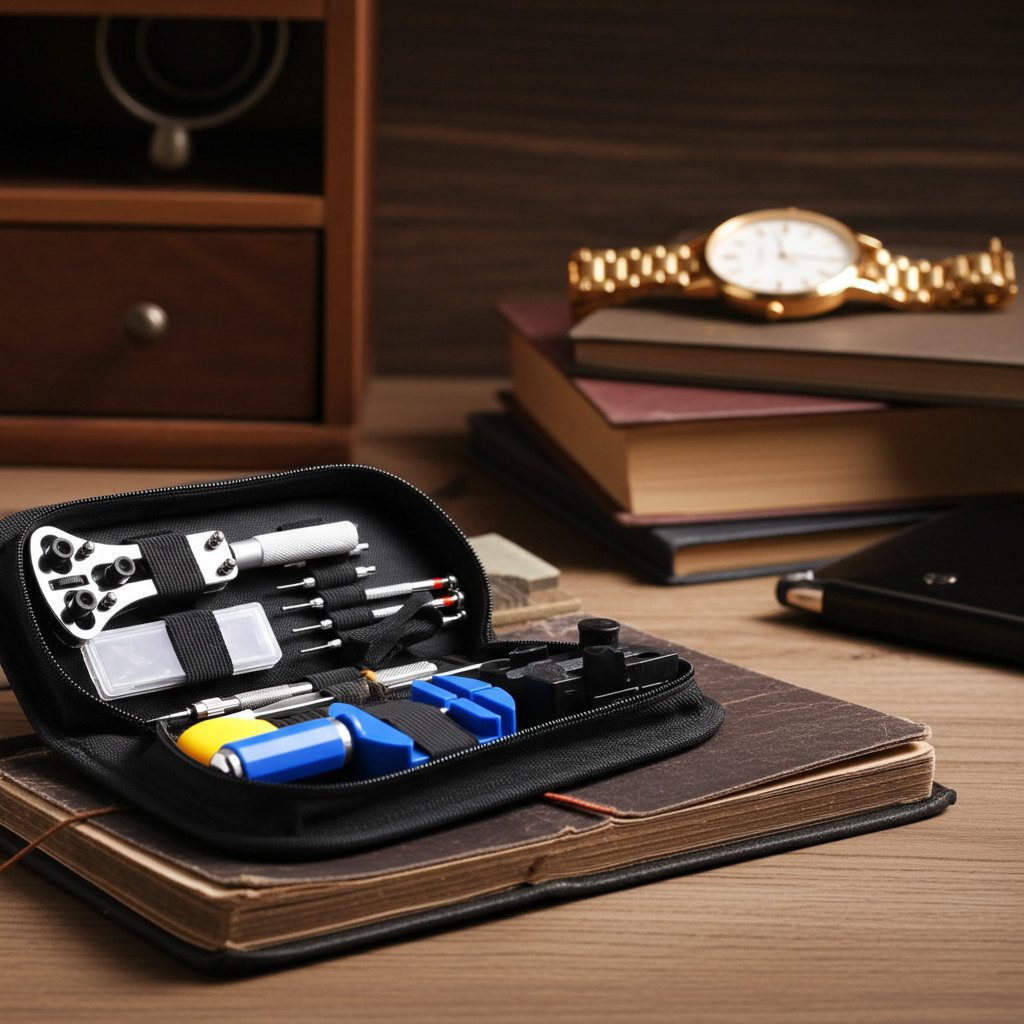 shop'n smile ideoon Reparatur-Set 13-teiliges Uhren-Reparatur-Set mit Uhrmacher-Werkzeugkoffer, 13-St., 13 Präzisionswerkzeuge