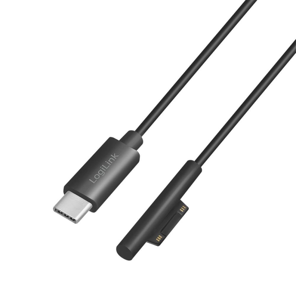 LogiLink »USB-C to Microsoft Surface Ladekabel« Notebook-Netzteil (1,8m,  Notebook Laptop Ladegeräten, Netzteil-Kabel, USB-C charging cable, schwarz)