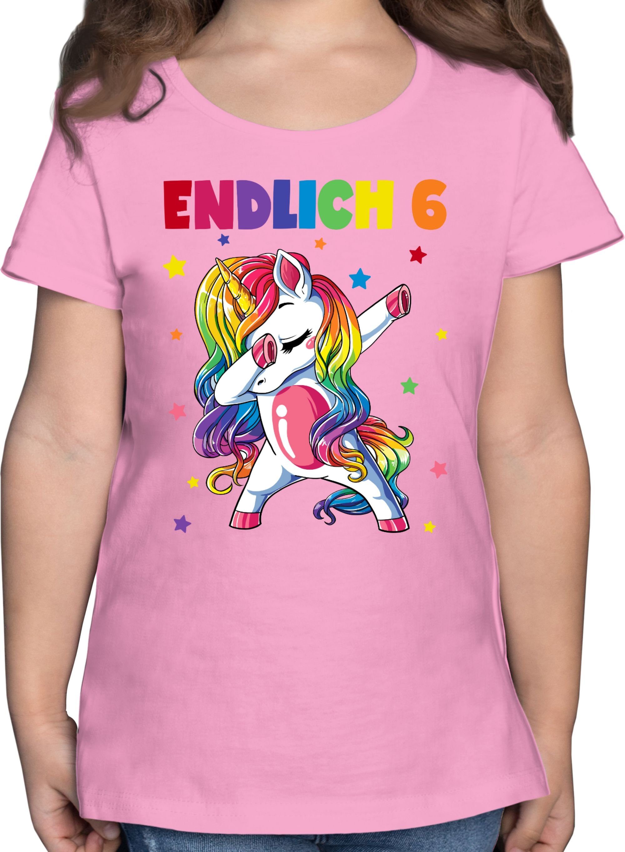 T-Shirt Endlich 6 Jahre - Sechs Jahre Dabbing Einhorn