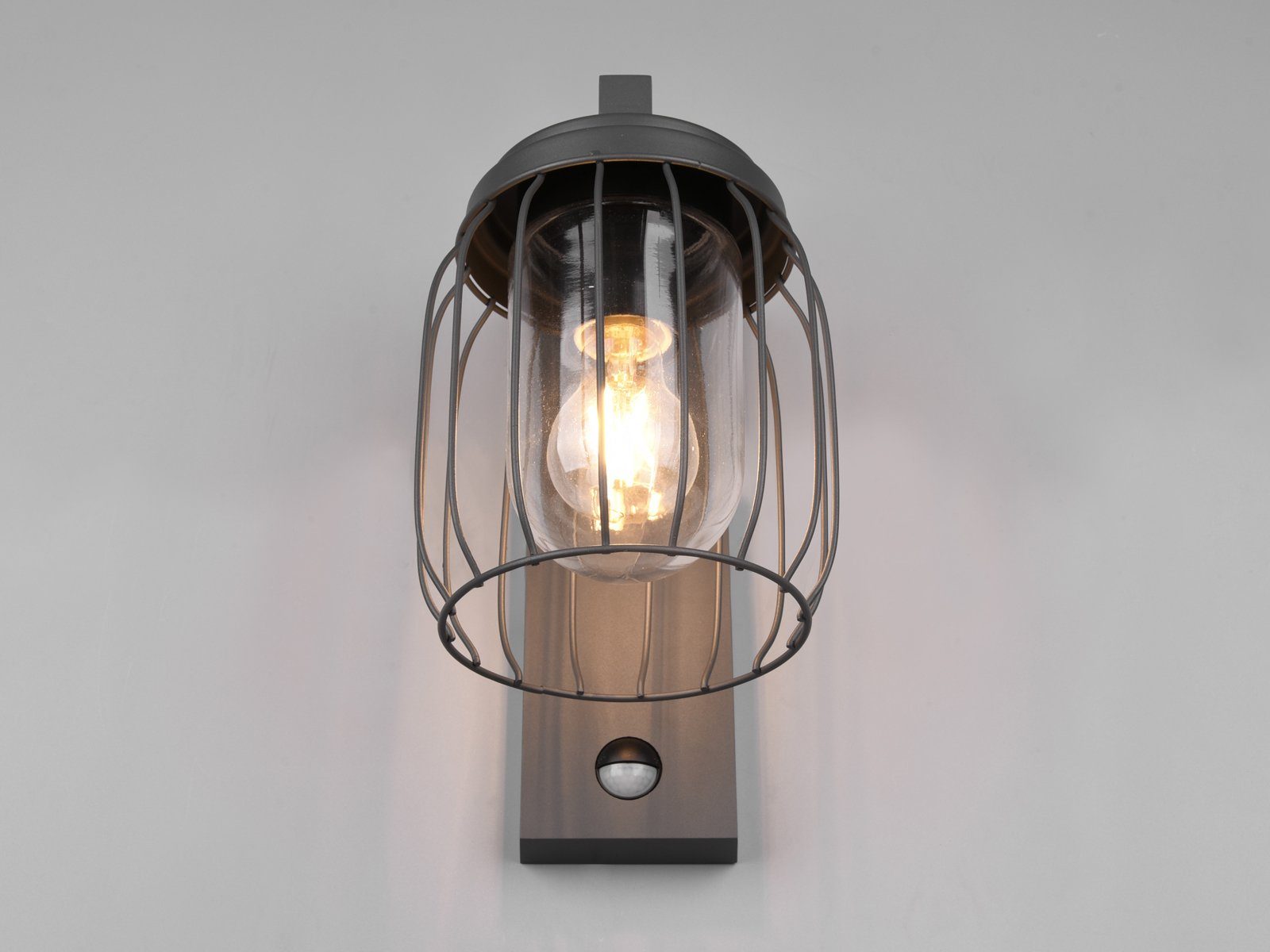 TRIO Leuchten LED Außen-Wandleuchte, Bewegungsmelder, LED wechselbar, warmweiß, Wand-Laterne mit Bewegungsmelder 28cm, Anthrazit, Hauswand & Carport