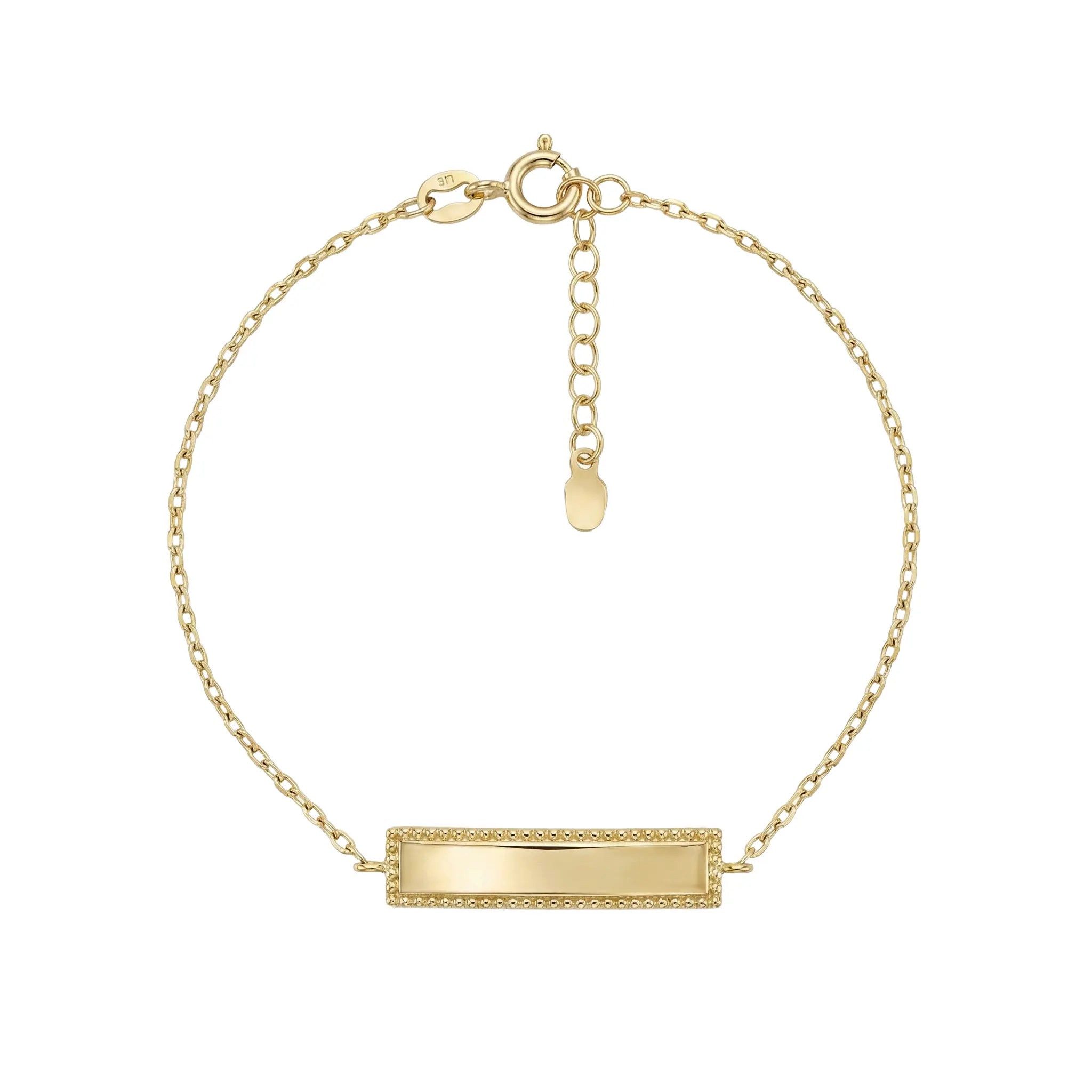 Suzan Gold Goldarmband 375 Echtgold BarLuxe rechteckige Gravurplatte