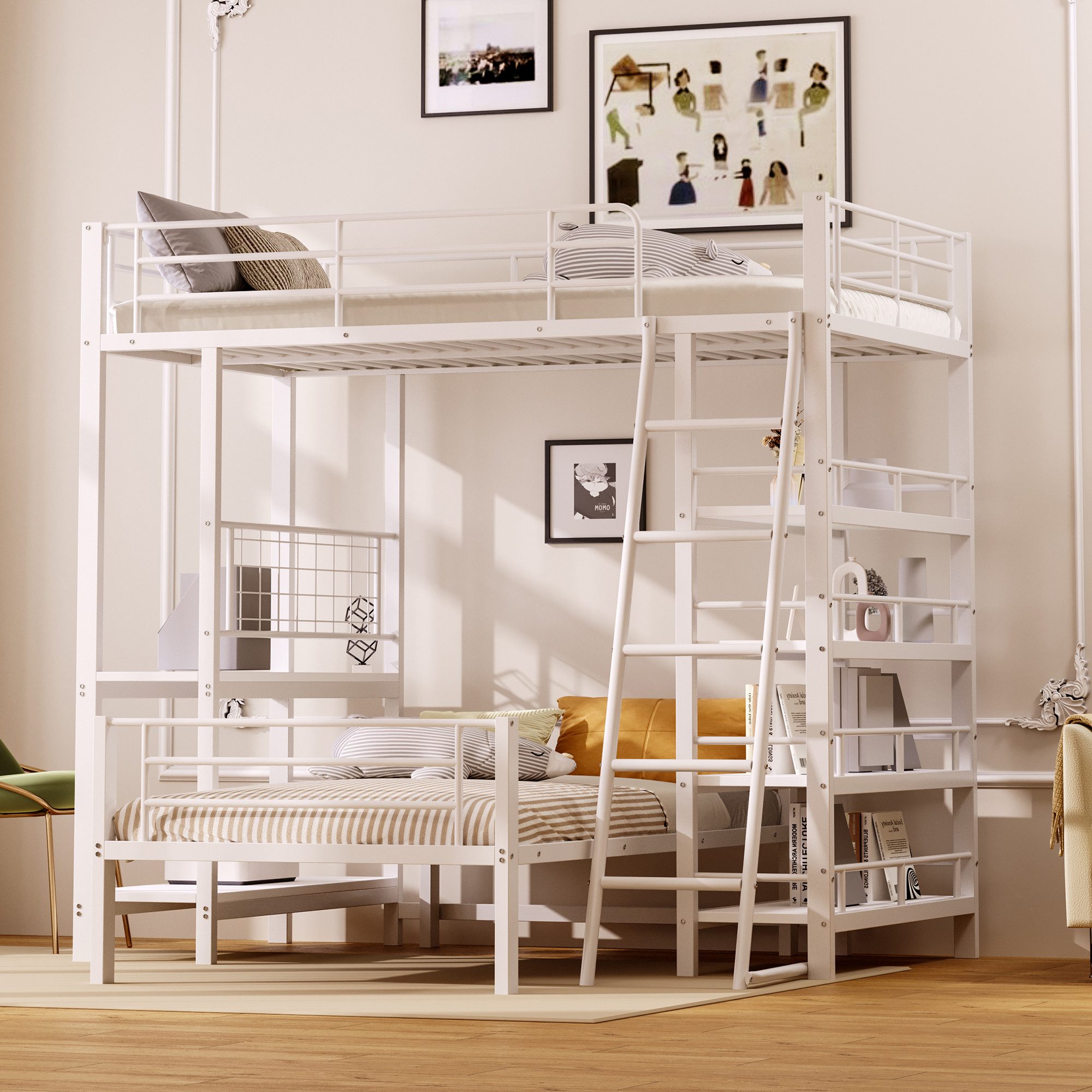 Merax Etagenbett (Kinderbett Stockbett mit Ablagefächern, Regale & Leiter), günstig online kaufen
