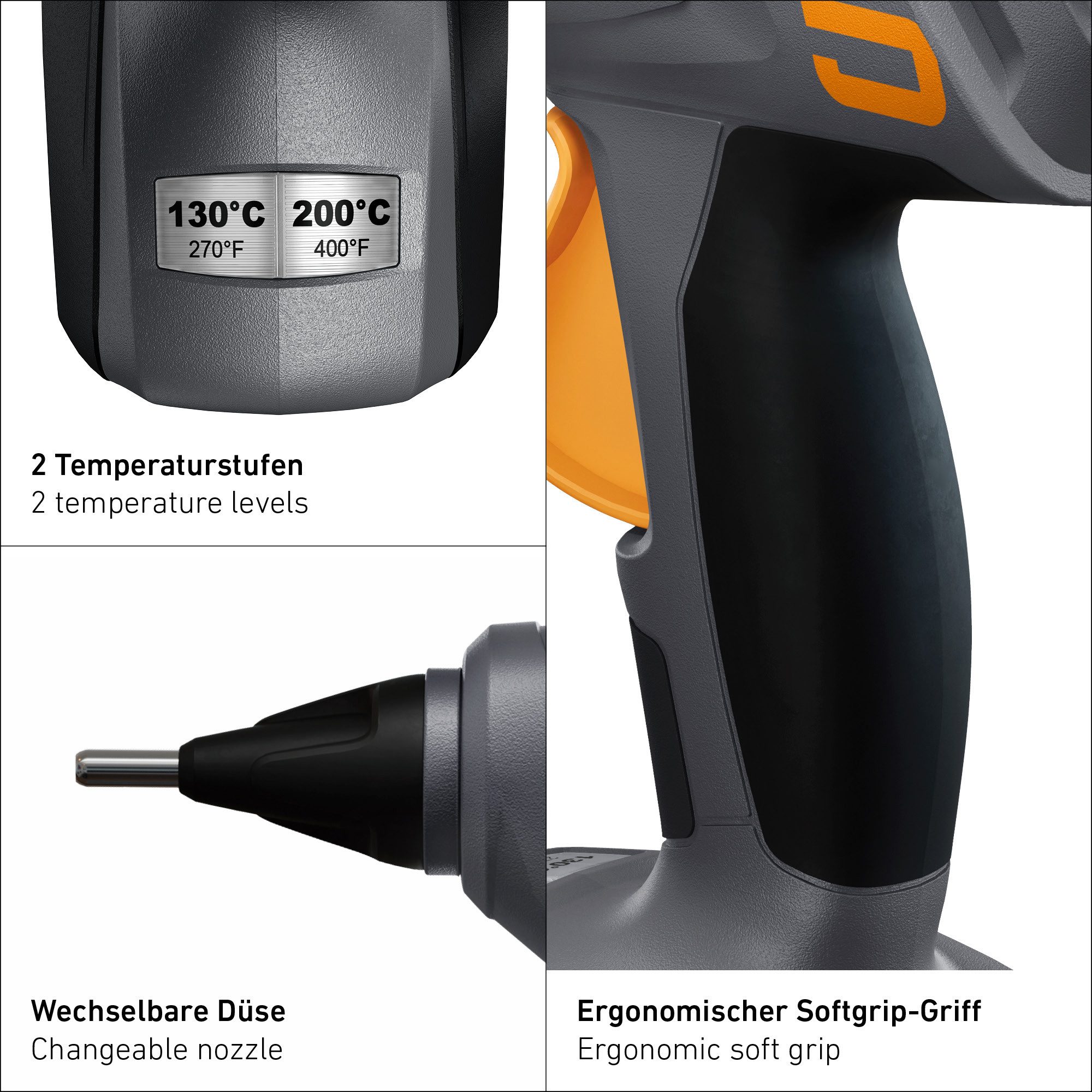 steinel Heißklebepistole MobileGlue 5011, kabellose ø11mm Akku-Heißklebepistole, 2 Temperaturstufen