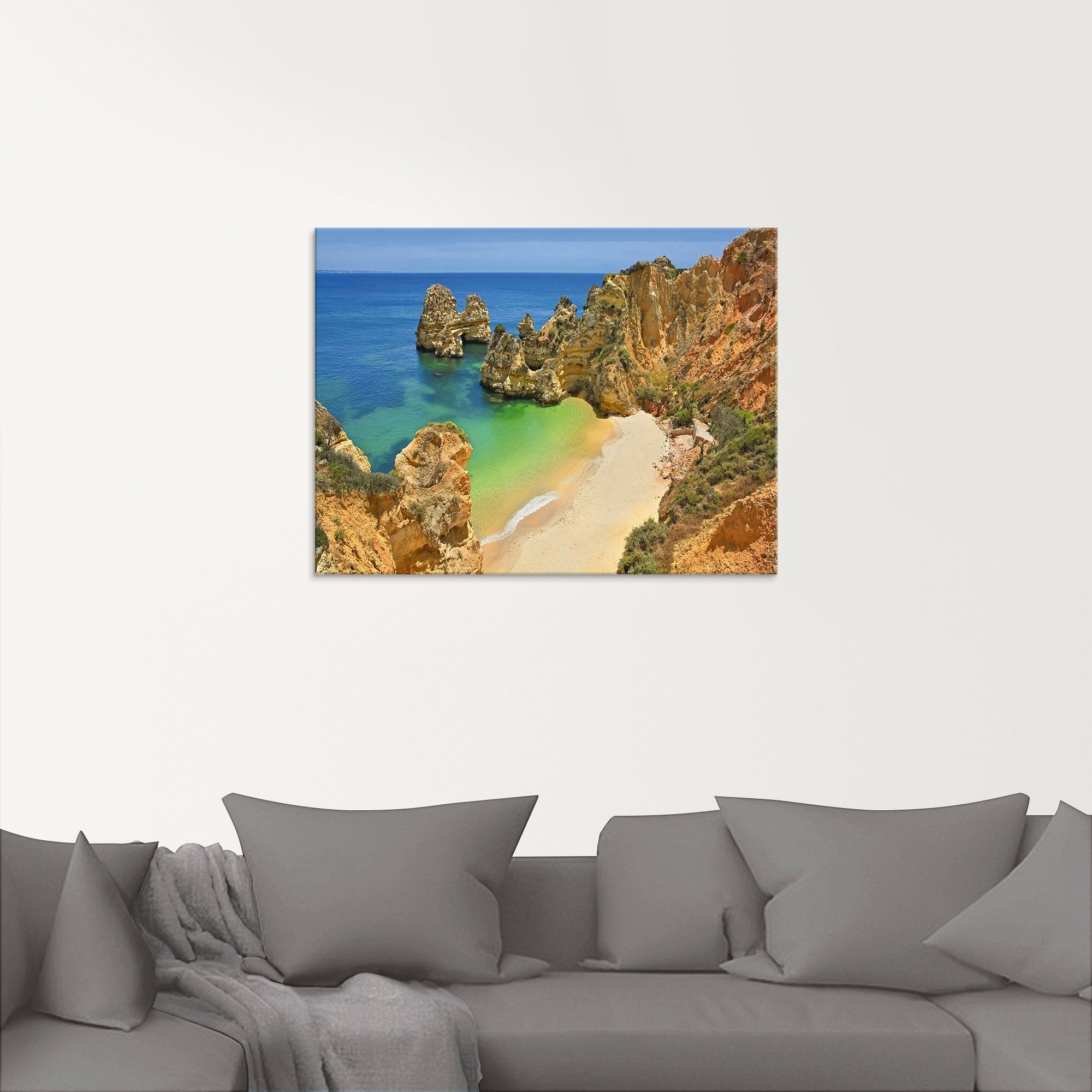 Glasbild in (1 Strand verschiedenen Artland Algarveküste, St), Größen Farbige