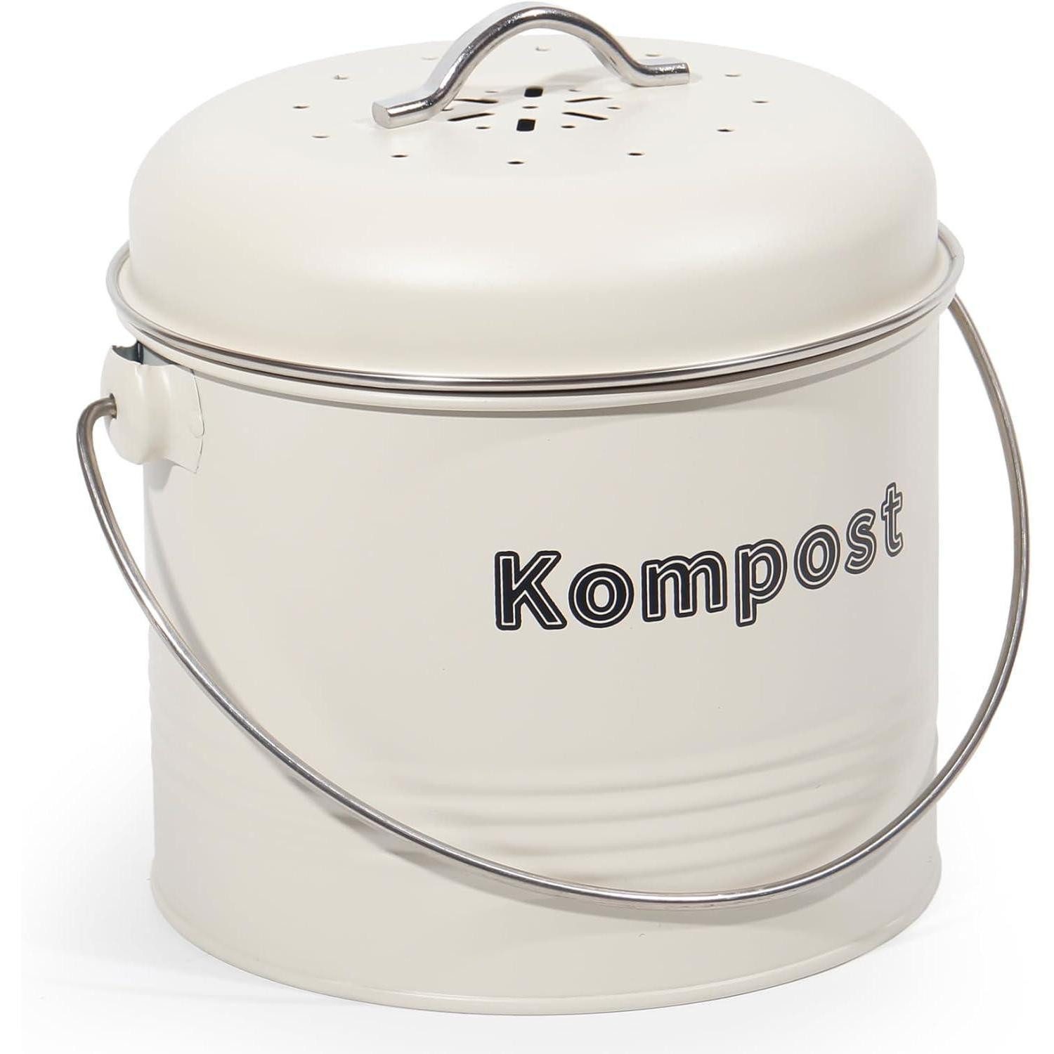 LuxusKollektion Biomülleimer Biomülleimer Küche 3,5 L Aktivkohlefilter Geruchsdicht Metall Retro