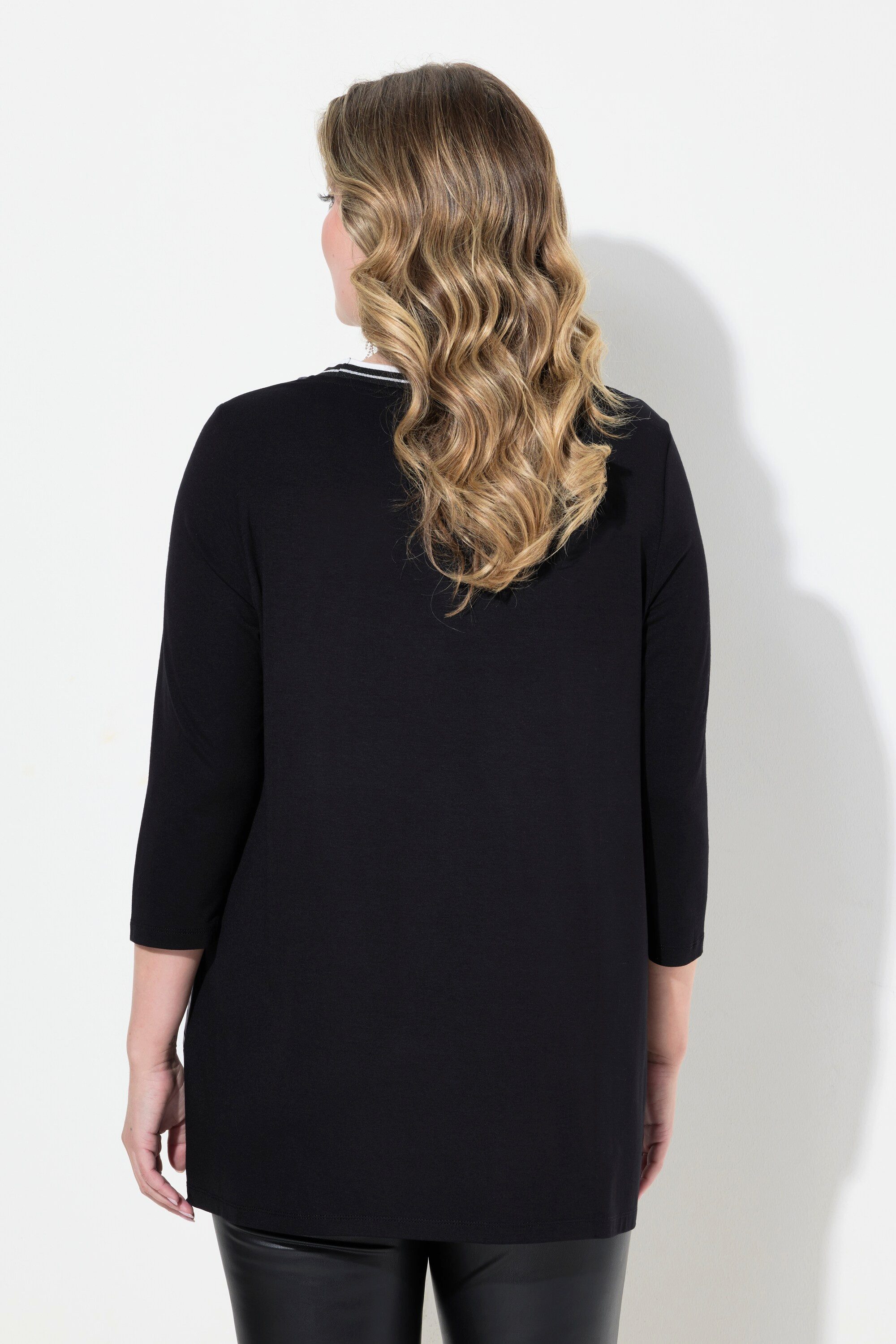 MIAMODA Longbluse Blusenshirt Satin mit Blütenmuster Jerseyrücken