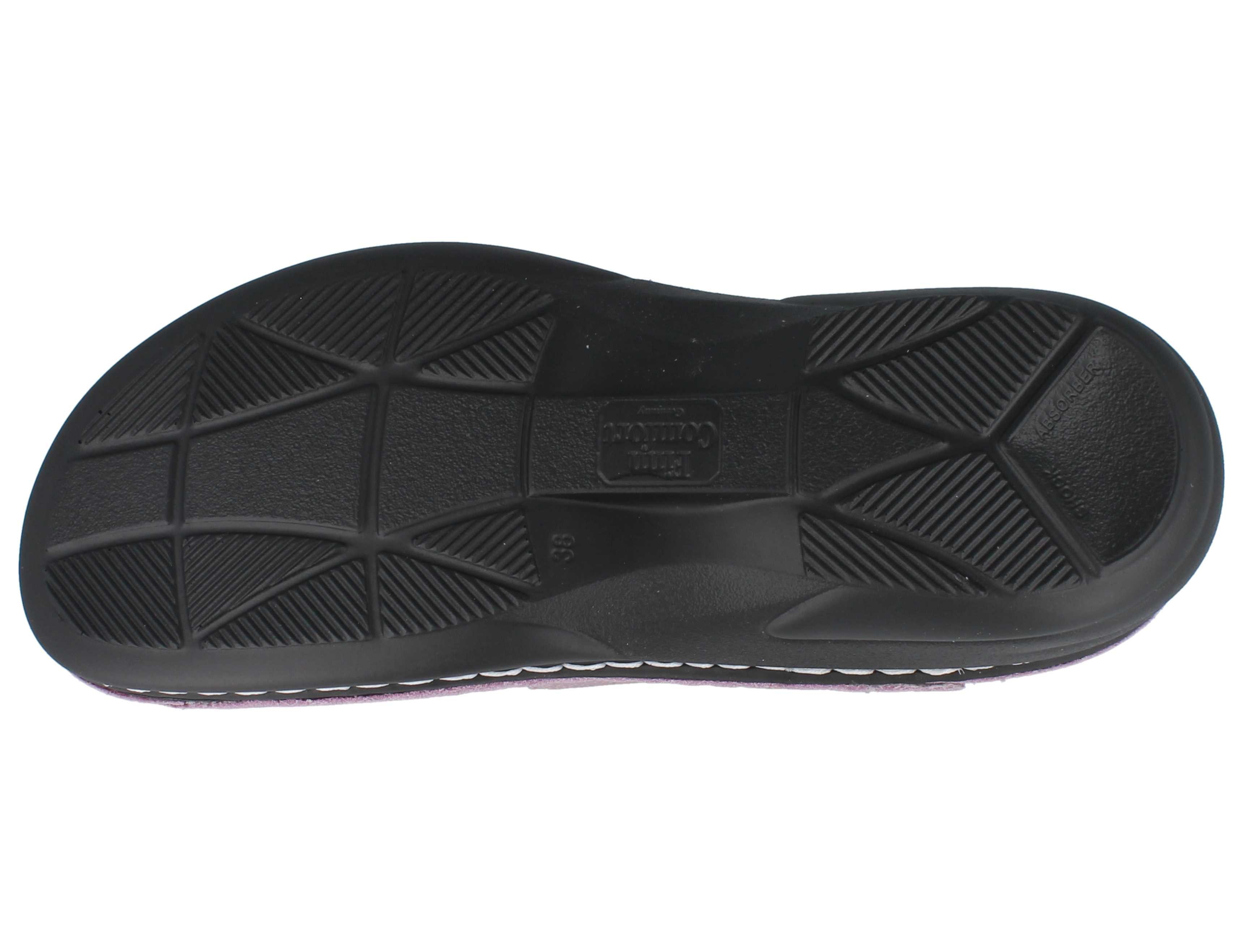 Finn Comfort FINN COMFORT Hellas Damen Pantolette hellviolett genarbtes Nubukleder Pantolette Wechselfußbett