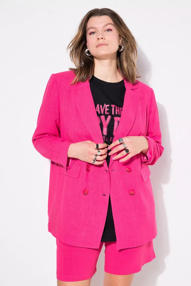 Studio Untold Blusenblazer Leinenmix-Blazer Loose Fit Doppelreiher