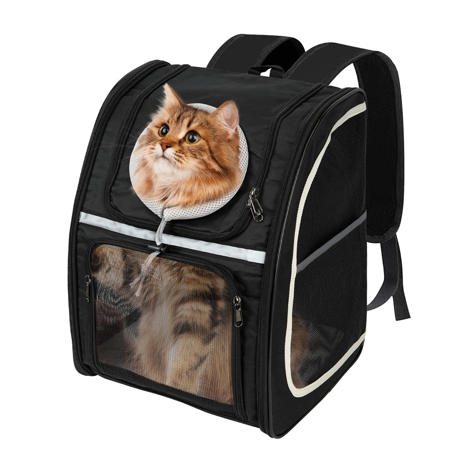 OSTWOLKE Tiertransporttasche Katzenrucksack Haustier Rucksack mit Netzfenster Tragbar & Faltbar bis 6 kg, Atmungsaktive Leichte Katzentasche, Multifunktionales Ausgehen Reisen von OSTWOLKE