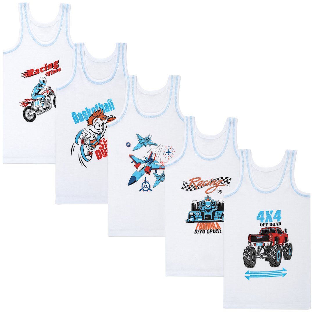 Unterhemd 5er Set Jungen Unterhemden - Feinripp - Weiss