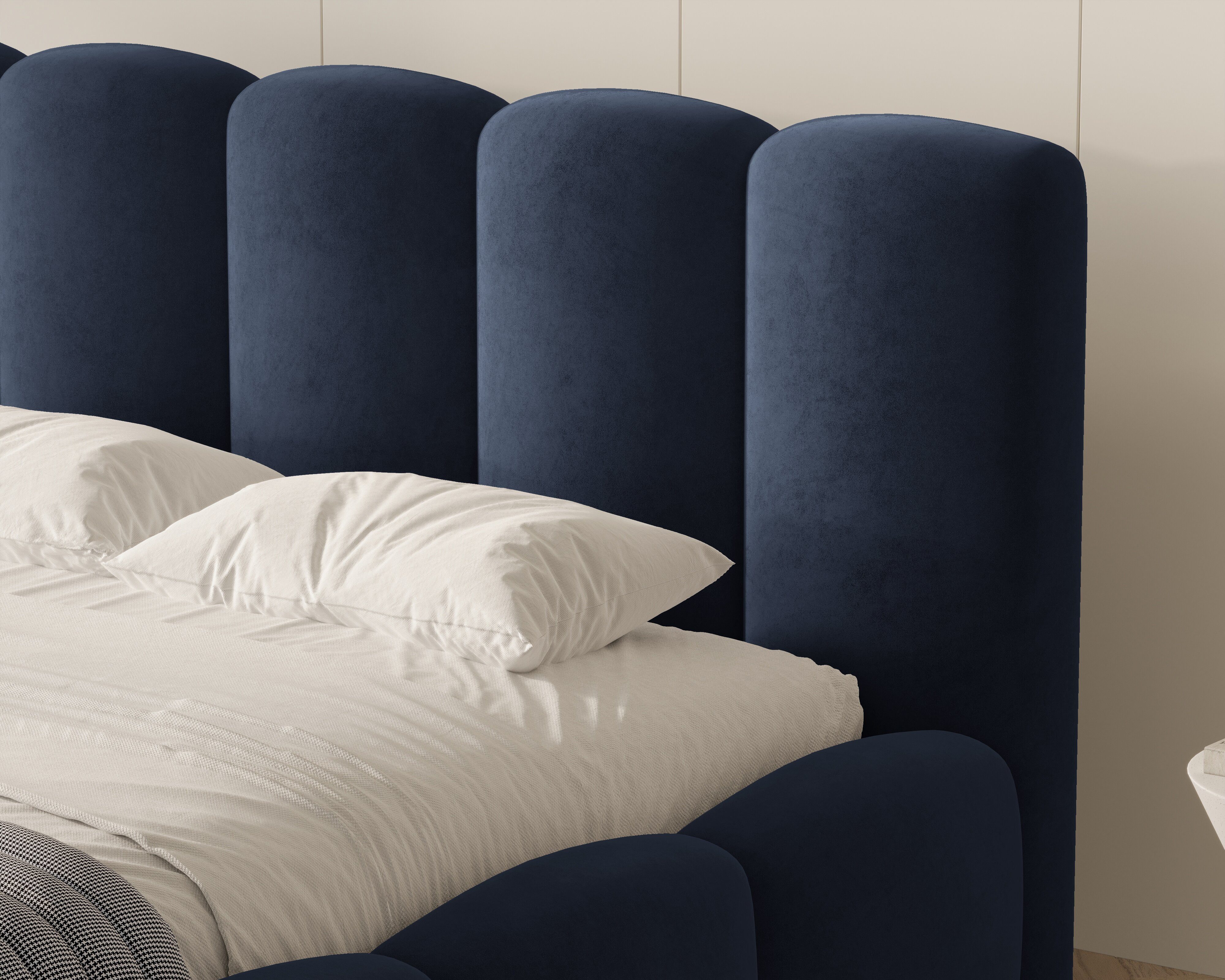 MOEBLO Polsterbett BUBBLE 18 (Polsterbett Bubble mit Bettkasten und Lattenrost aus Samt Velvet Velour Wolkenbett - Polsterbett 140), Maße (B x H x T): 163/183/203 x 100 x 220 cm