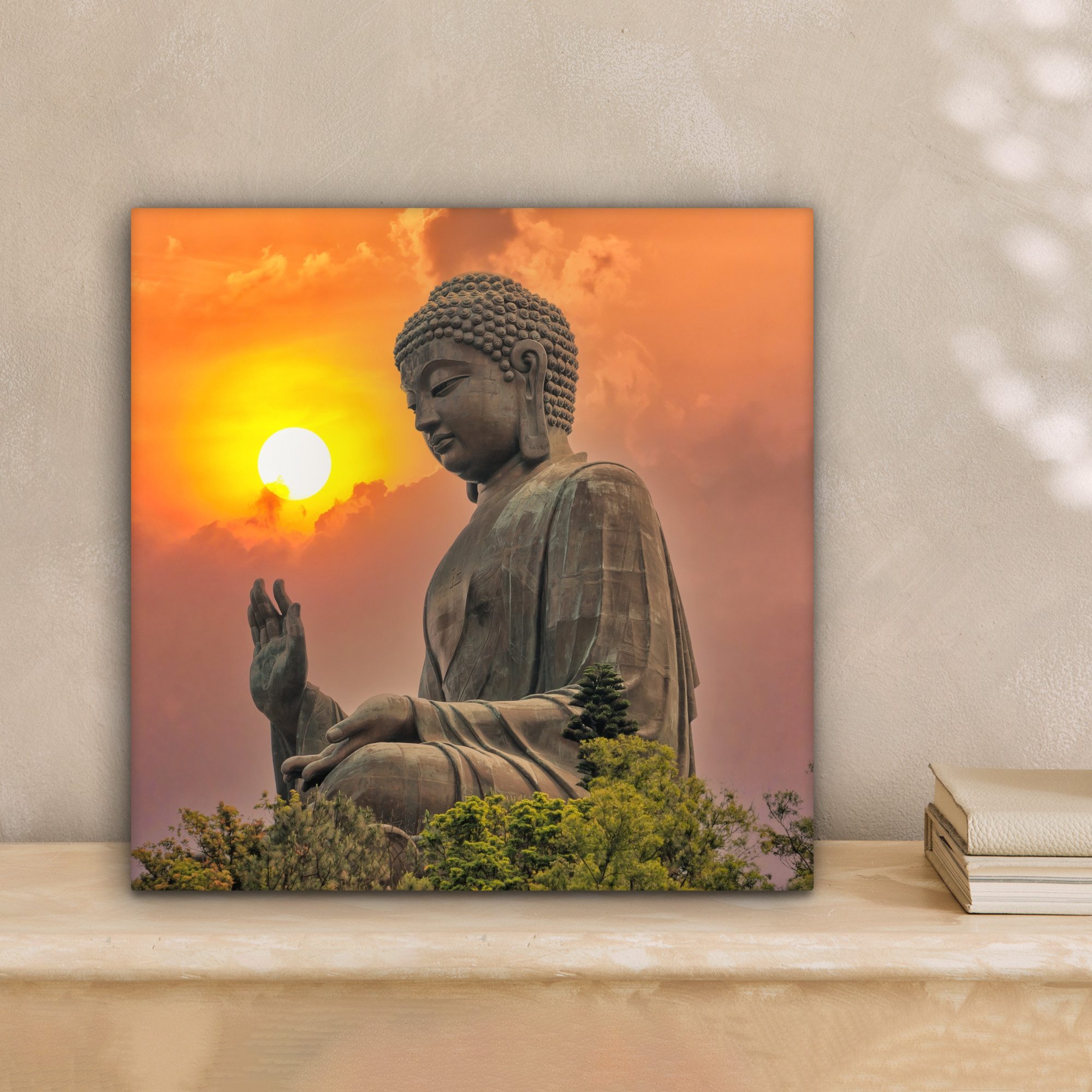 OneMillionCanvasses® Leinwandbild Buddha - Sonnenuntergang - günstig online kaufen