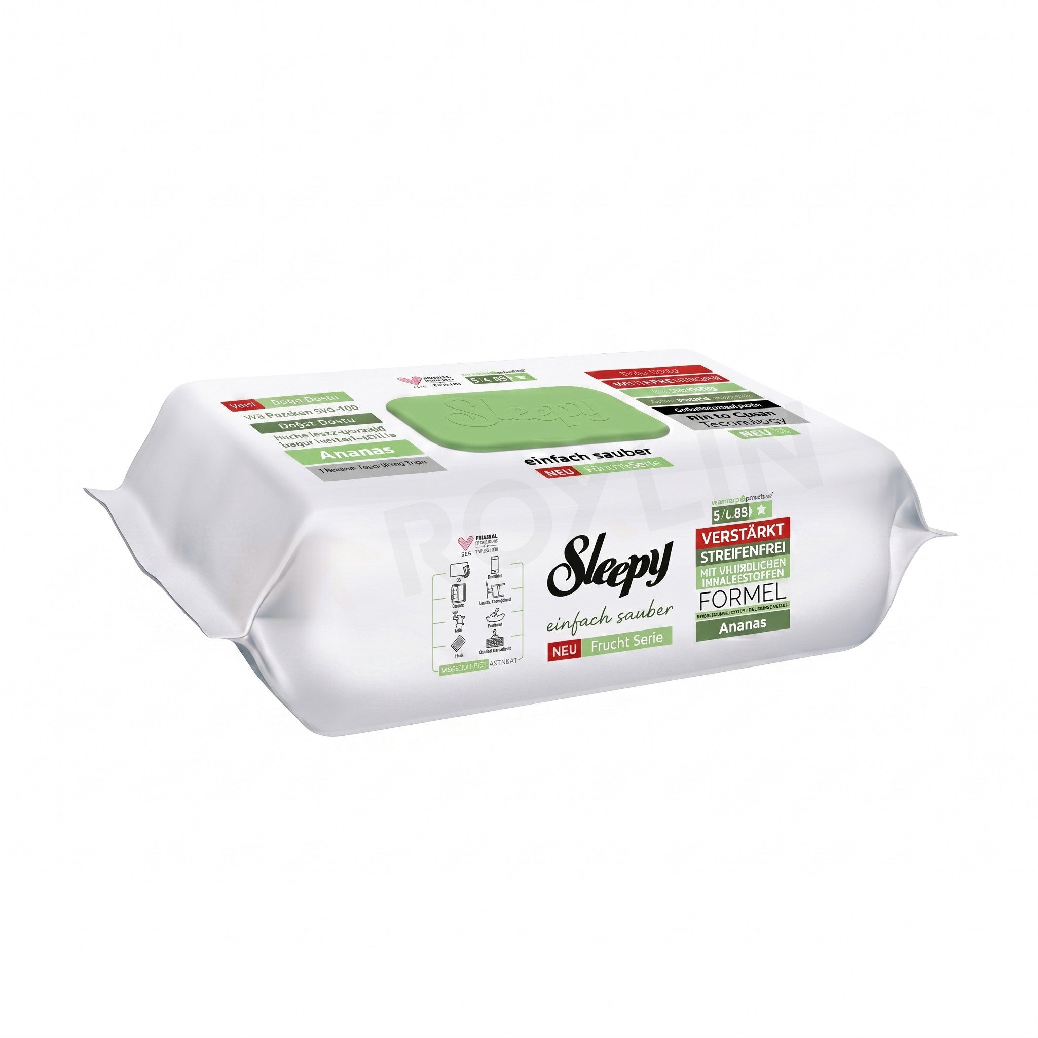 Roxlin Sleepy Reinigungstücher Ananas, Pomelo, Orange Duft Reinigungstuch (Vliesstoff, 6-tlg) – Bild 5 von 5