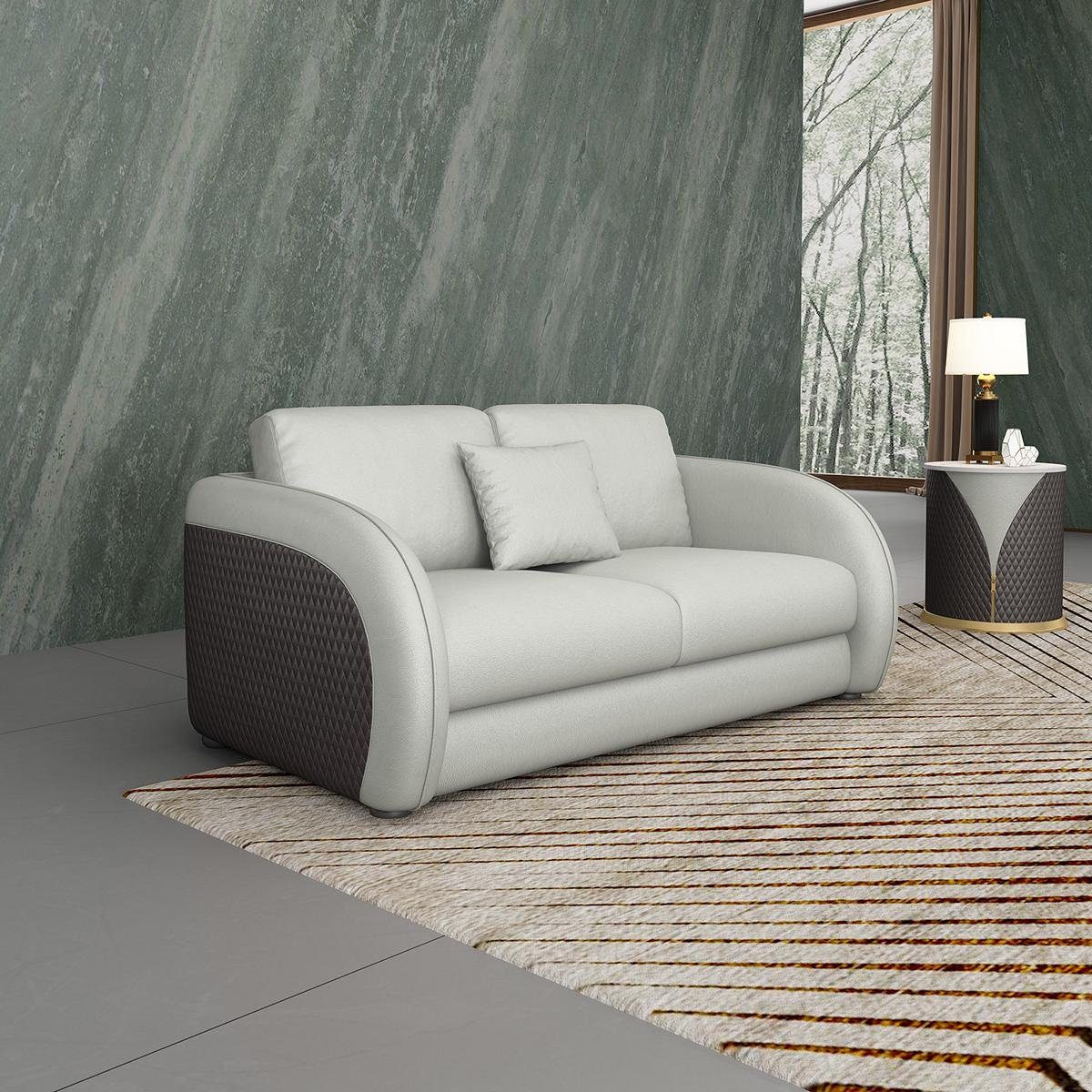 2 Couch Wohnzimmer-Set, Weiß/Silber 3 Sitzer 1 Sofa JVmoebel Sofagarnitur Set Polster Couchen Design