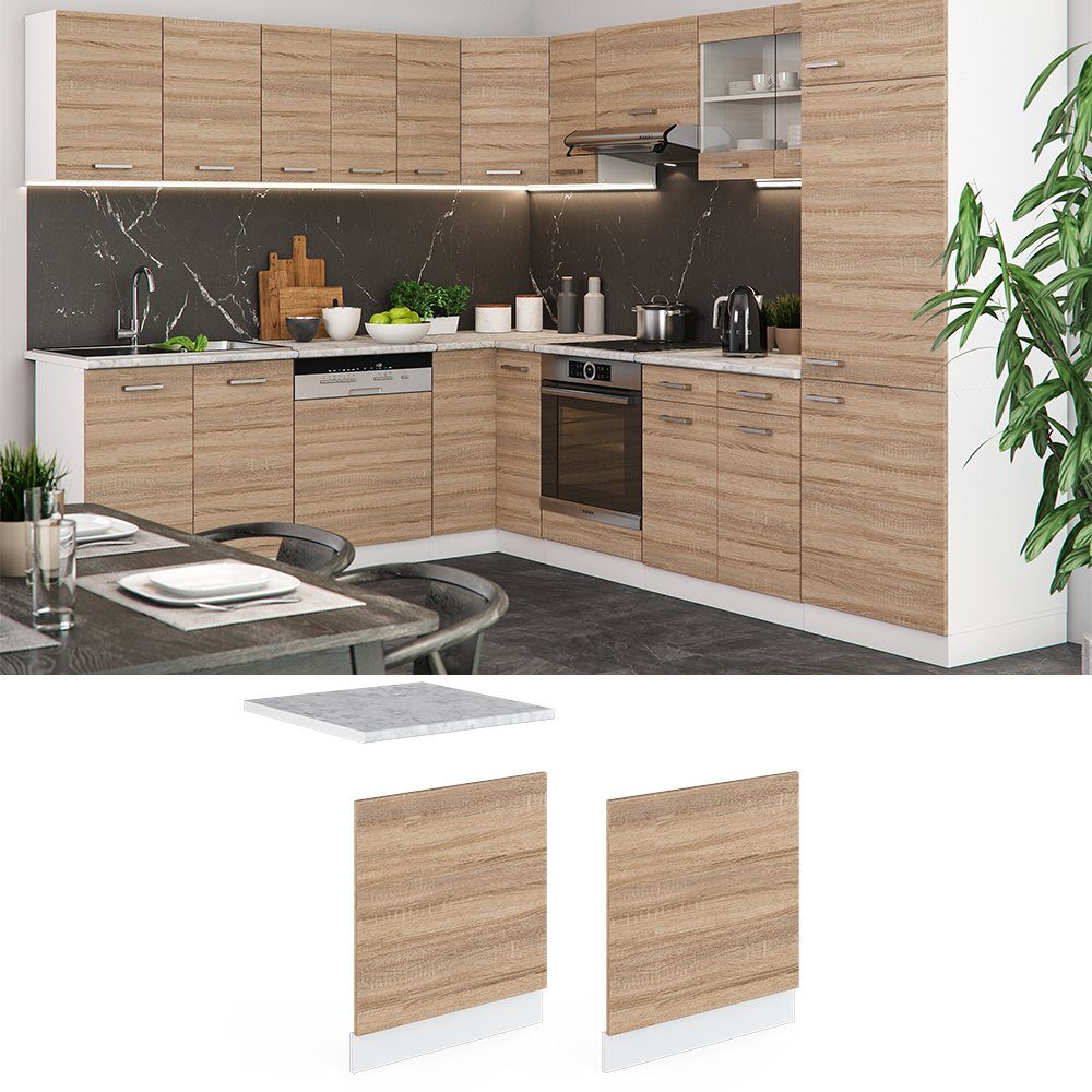 Vicco Frontblende R-Line, Sonoma/Weiß, 60 cm ohne Arbeitsplatte (1 St)