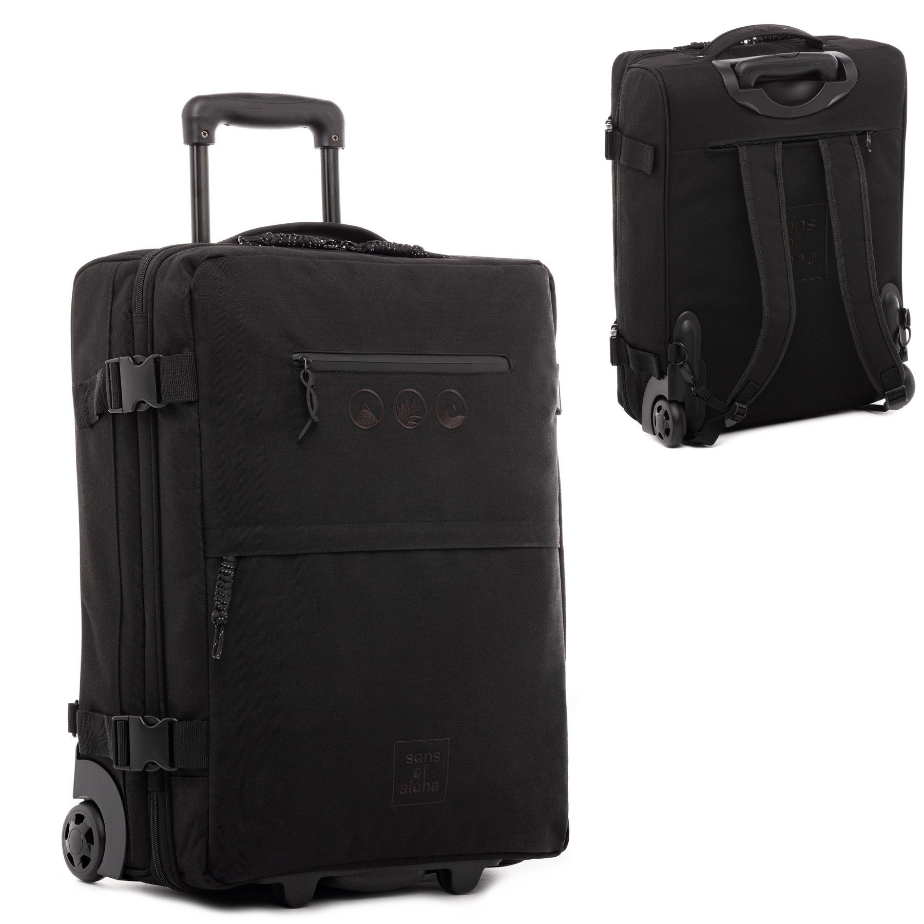 SONS OF ALOHA Koffer Backpacker Rucksack mit Rollen 3 in 1 Handgepäck 55 cm, 2in1 Hybrid Handgepäck Koffer 2 Rollen & Rucksack aus Plastikflaschen
