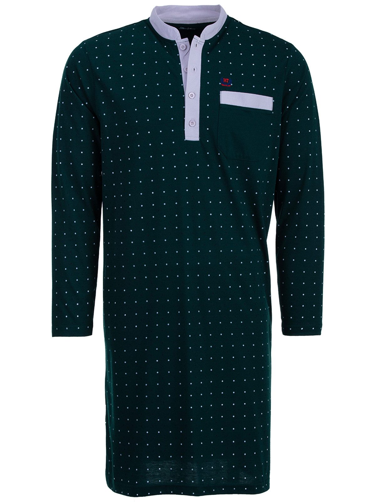 Henry Terre Nachthemd Nachthemd Langarm - Stehkragen mit Punkten günstig online kaufen