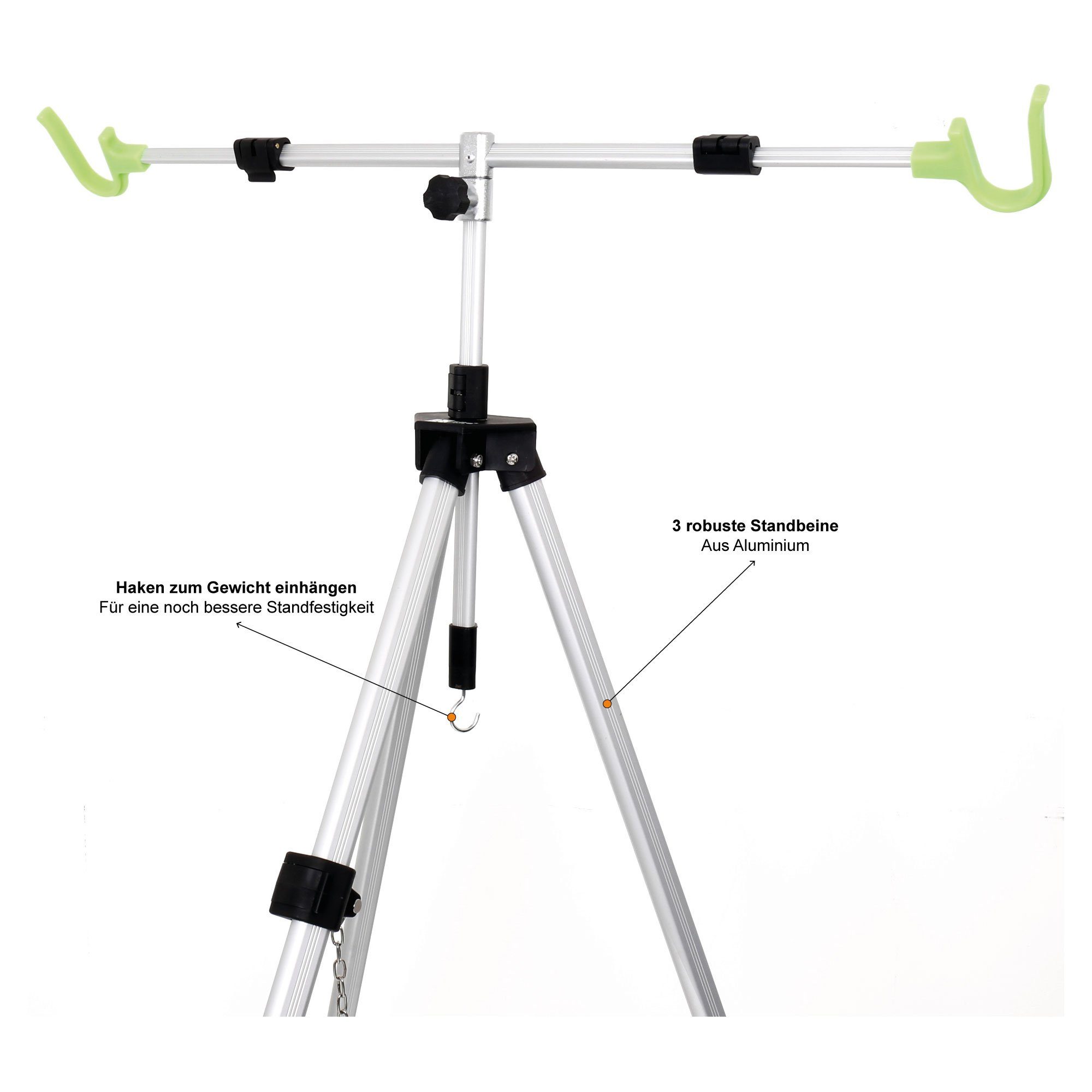 Zite Rutenhalter Brandungsdreibein Teleskopisch Aluminium Tripod mit Tasche für 2 Ruten
