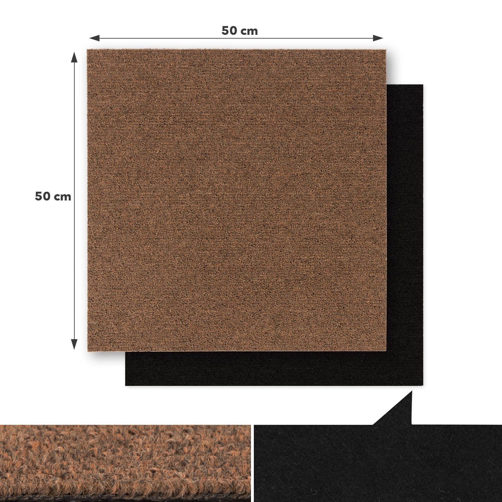 Karat Teppichfliese Moscow, Bodenschutz, Erhältlich in 4 Farben, 50 x 50 cm, Quadratisch, Höhe: 5.5 mm, Selbstliegend