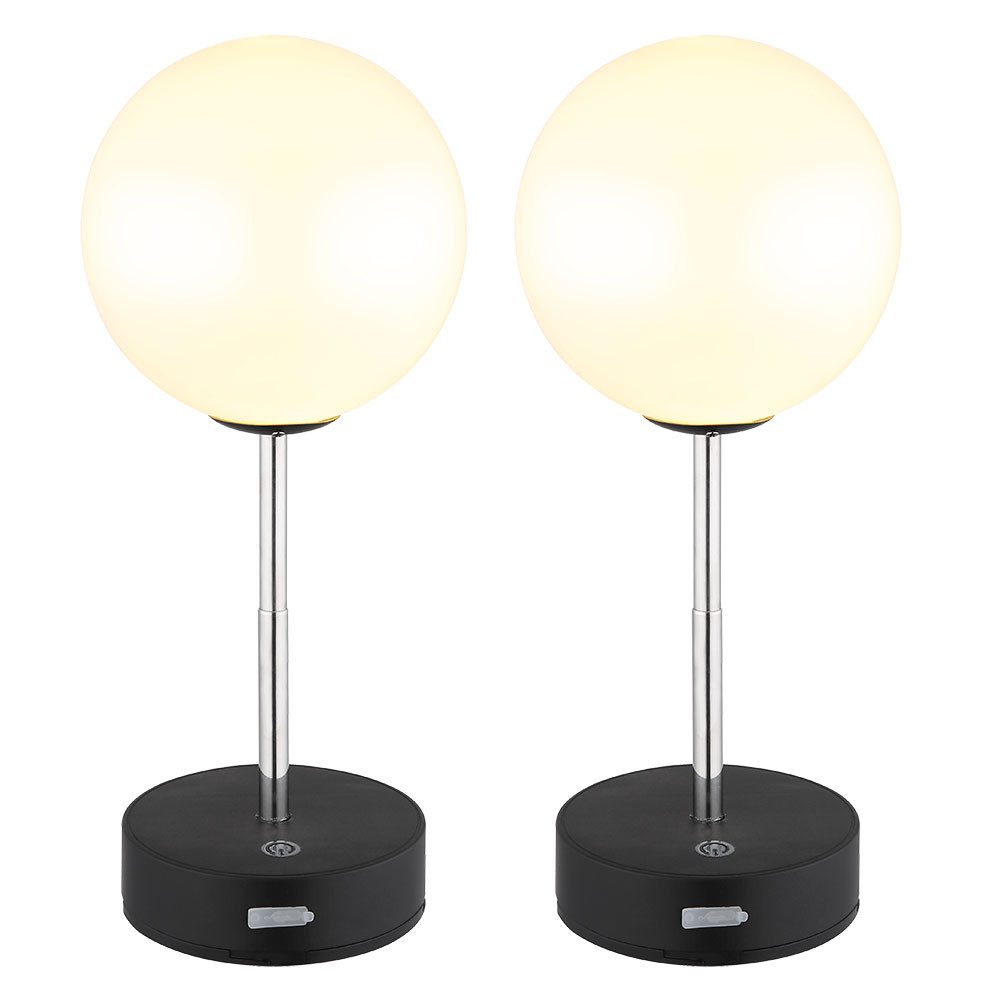 GLOBO LIGHTING LED Tischleuchte, LED-Leuchtmittel fest verbaut, Warmweiß, 2x Tischleuchte Tischlampe Wohnzimmerlampe Touchdimmer schwarz H 28cm