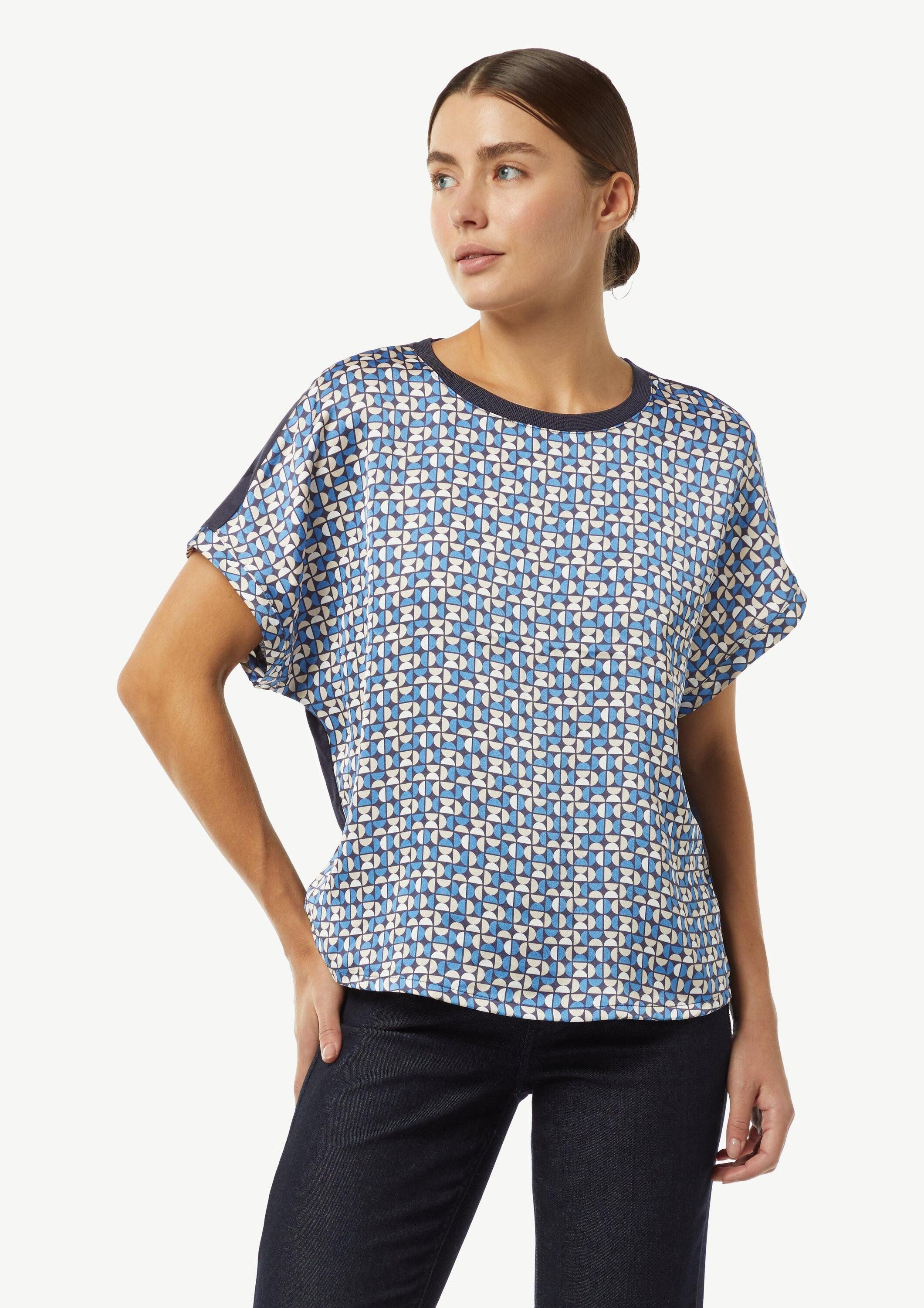 comma Kurzarmshirt T-Shirt Gemustertes T-Shirt im Fabricmix günstig online kaufen