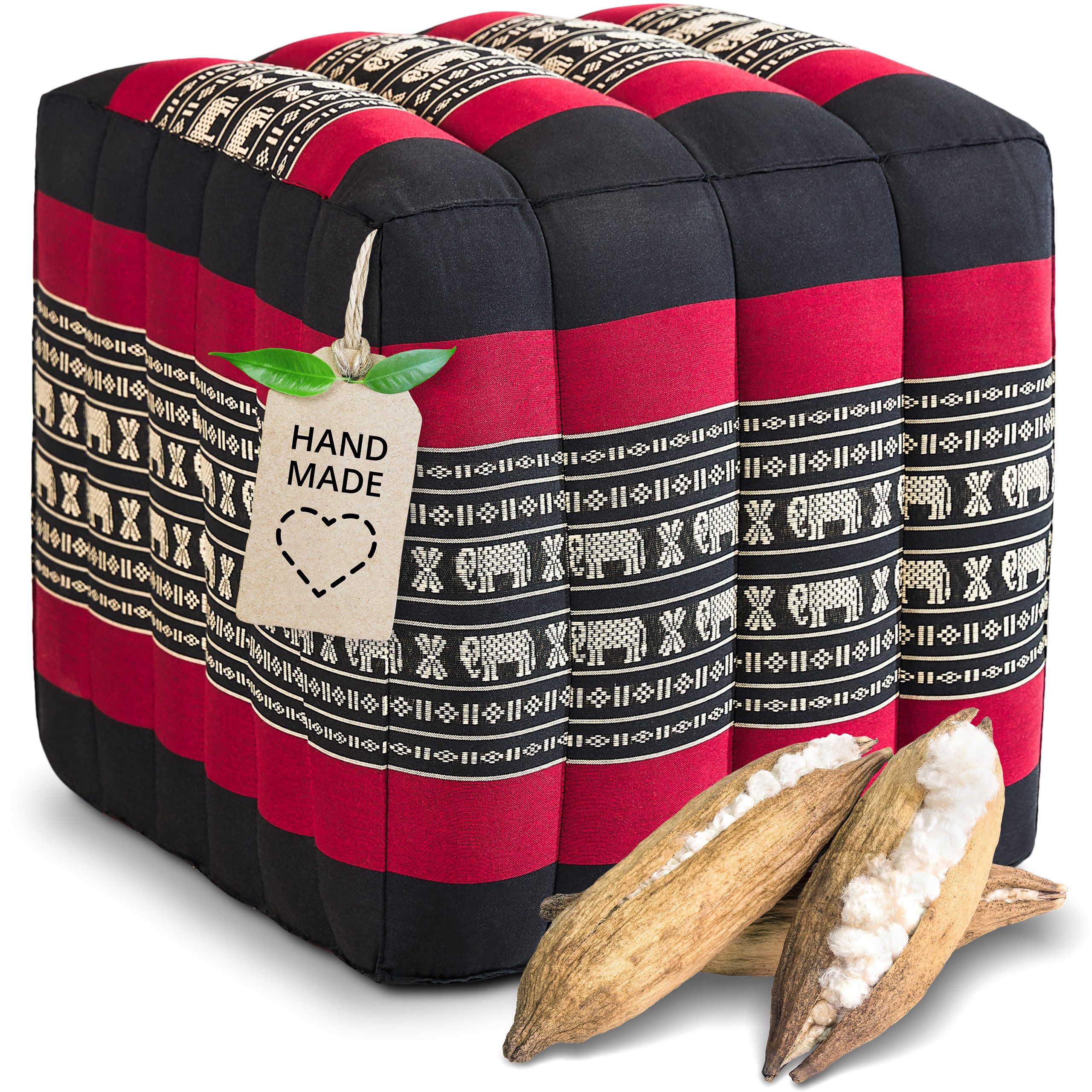livasia Polsterhocker Würfelkissen - 40x40x40cm - Sitzwürfel, Kapok, vegan, handgefertigt