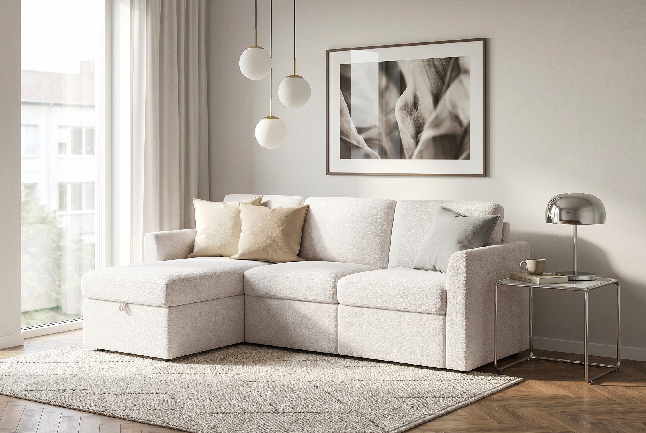 Dorel Home Ecksofa NORDHUS, L-Form, 200 cm, Recamiere rechts/links montierbar, mit Stauraum, feiner Webstoff-Bezug