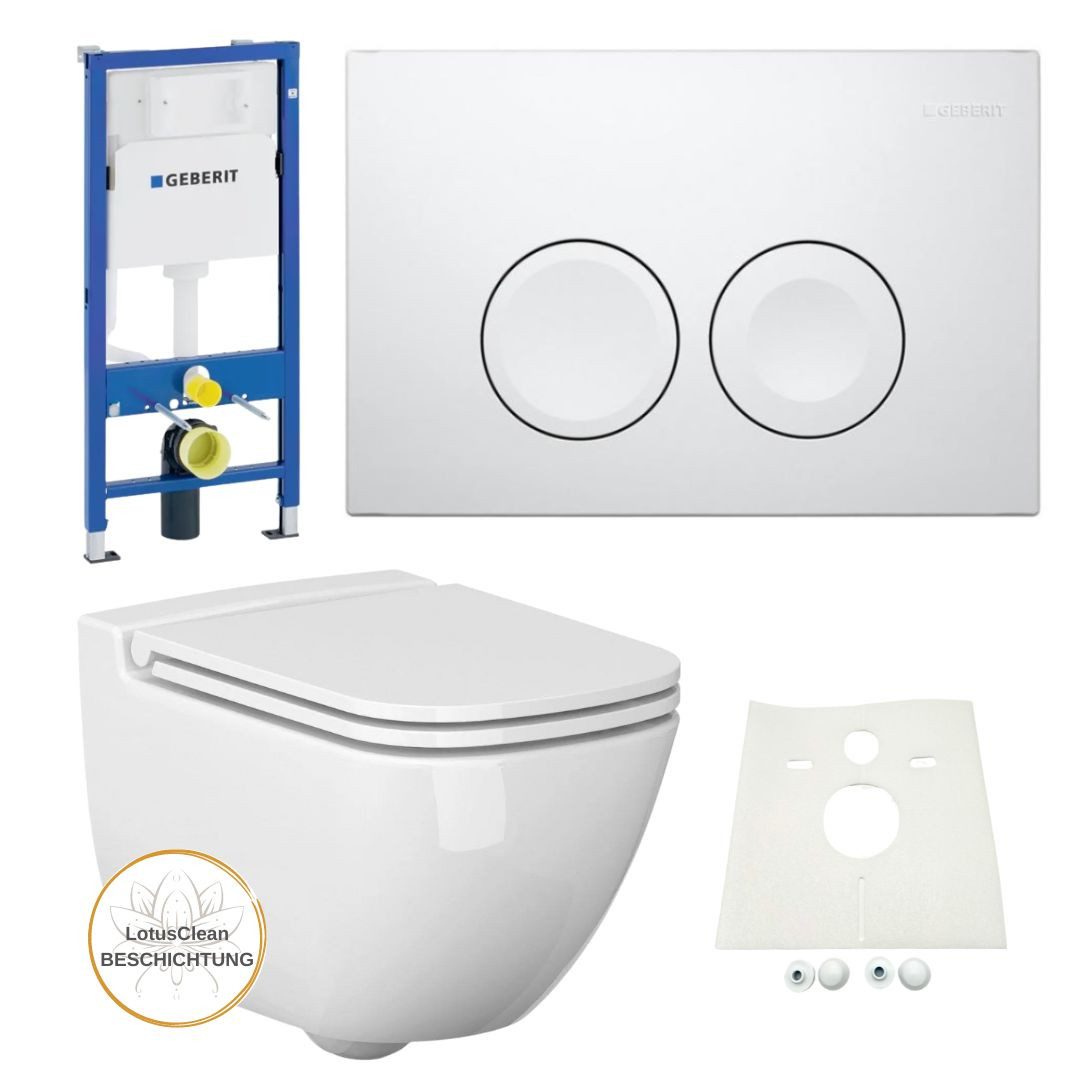 GEBERIT Vorwandelement WC Geberit Vorwandelement + Ference WC + Drückerplatte + WC-Sitz Delta21, Spar-Set