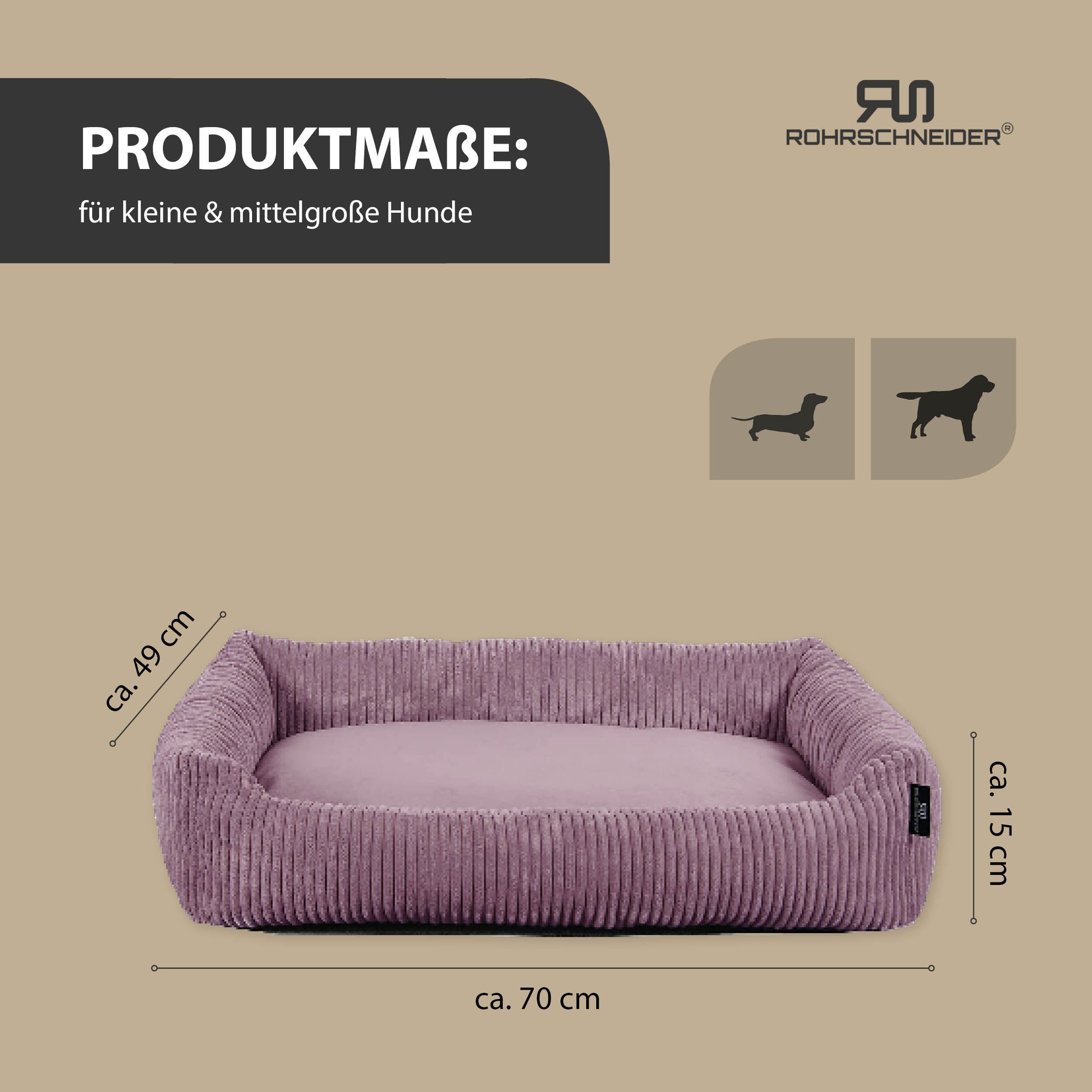 Rohrschneider Tierbett Hundebett Hundekorb Cordstoff, inkl. Gassibeutel