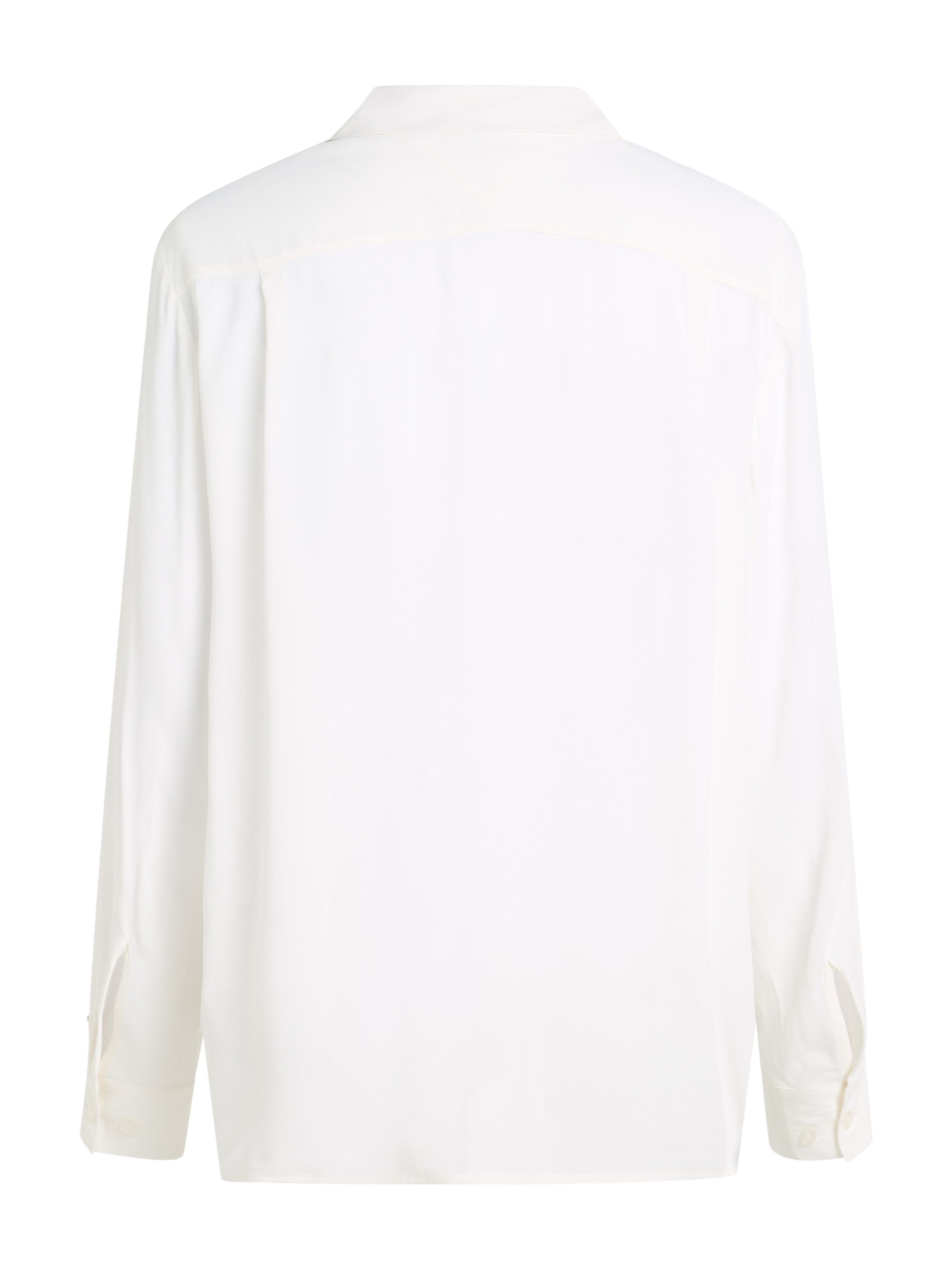 Tommy Hilfiger LS mit Ecru SHIRT FLUID Ärmelabschluss auf Hemdbluse kleinem CREPE dem VISCOSE Markenlabel