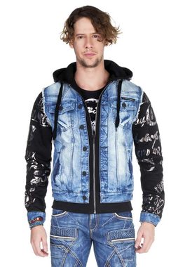 Cipo & Baxx Jeansjacke mit glitzernden Stickereien und Prints