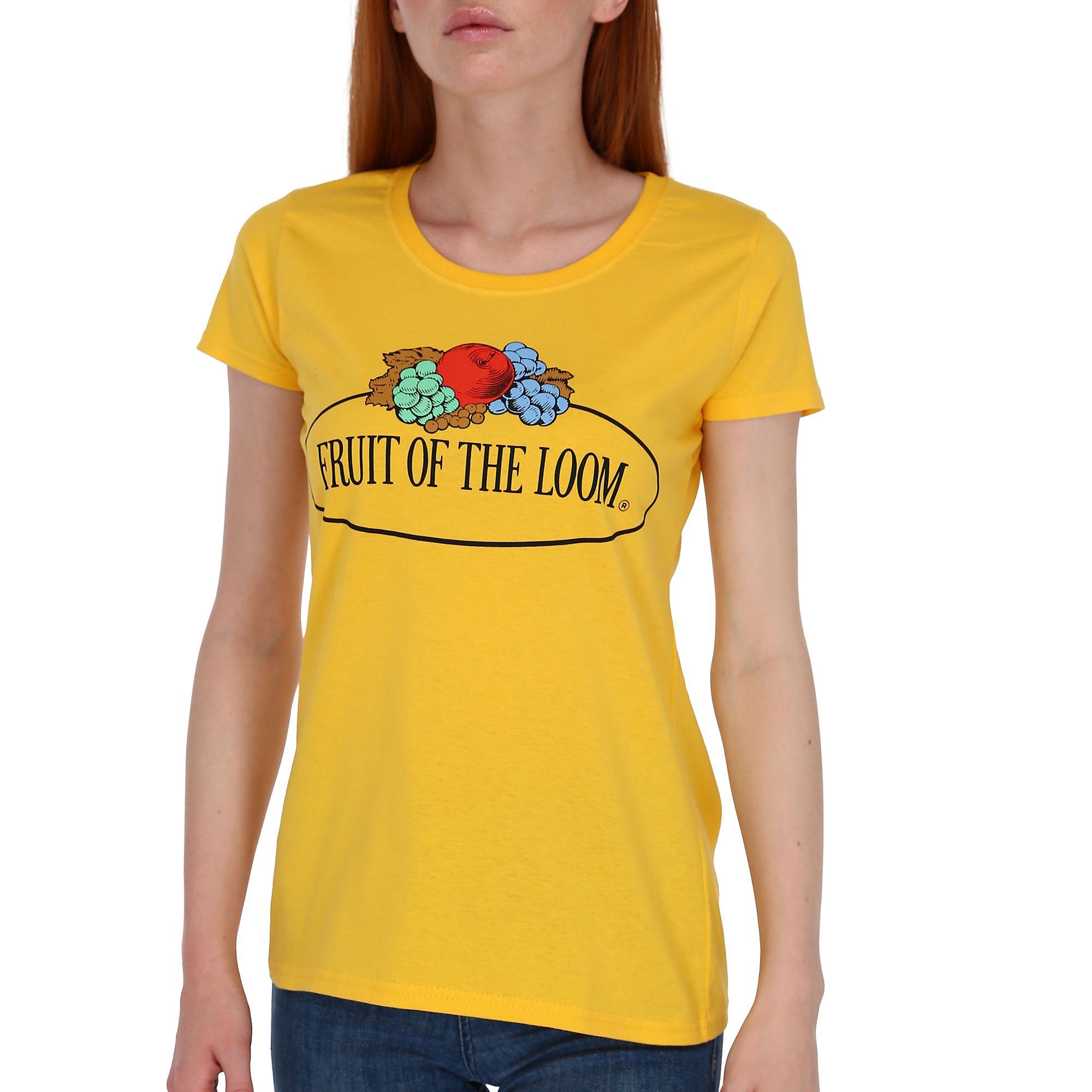 Fruit of the Loom Rundhalsshirt Fruit of the Loom Fruit of the Loom Damen T-Shirt mit Logo sonnenblumengelb