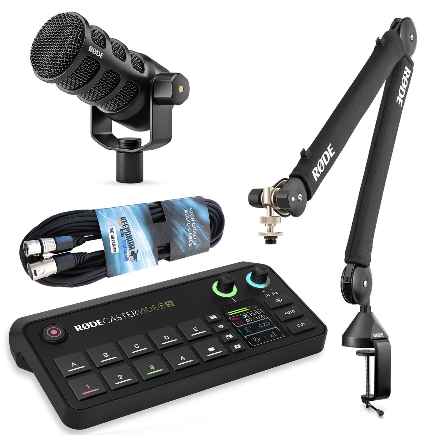 RØDE Rode Rodecaster Video S Produktions-Konsole Podmic-USB Bundle Digitales Aufnahmegerät (Video- Audiokonsole)