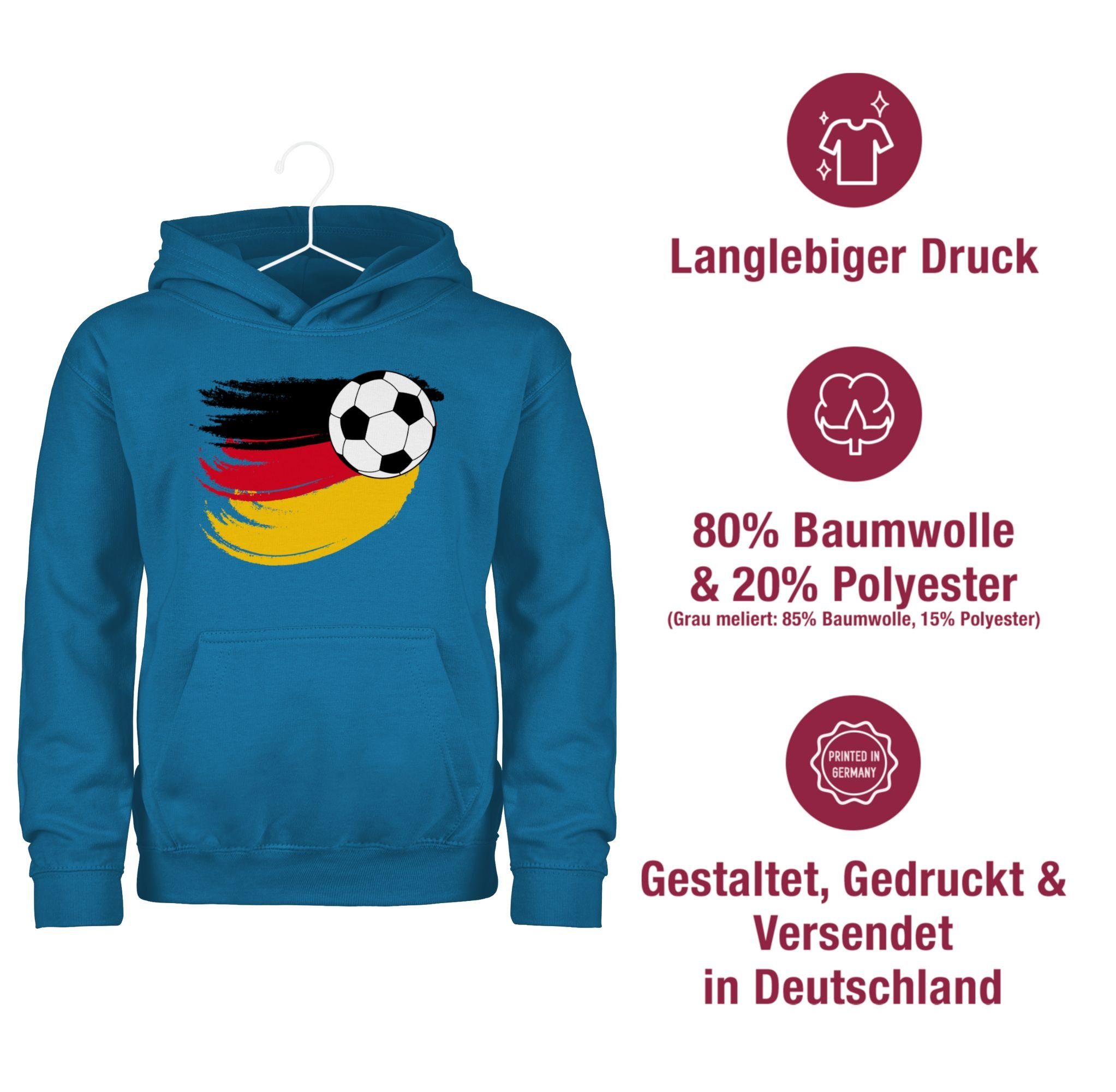 Kinder Hoodie Fußball Deutschland 2024 EM 1 Fussball Himmelblau Shirtracer