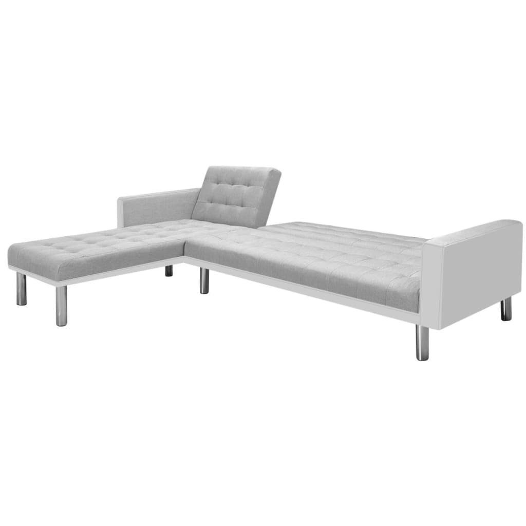 Sofa 155 x vidaXL 218 und 69 x cm Grau Weiß Stoff Ecksofabett