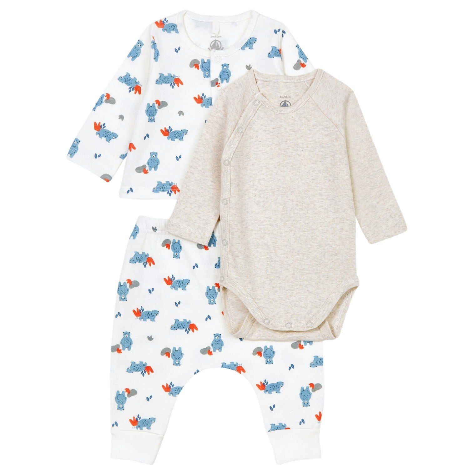 Petit Bateau Neugeborenen-Geschenkset Petit Bateau Kombination 3 Teile Bärenprint